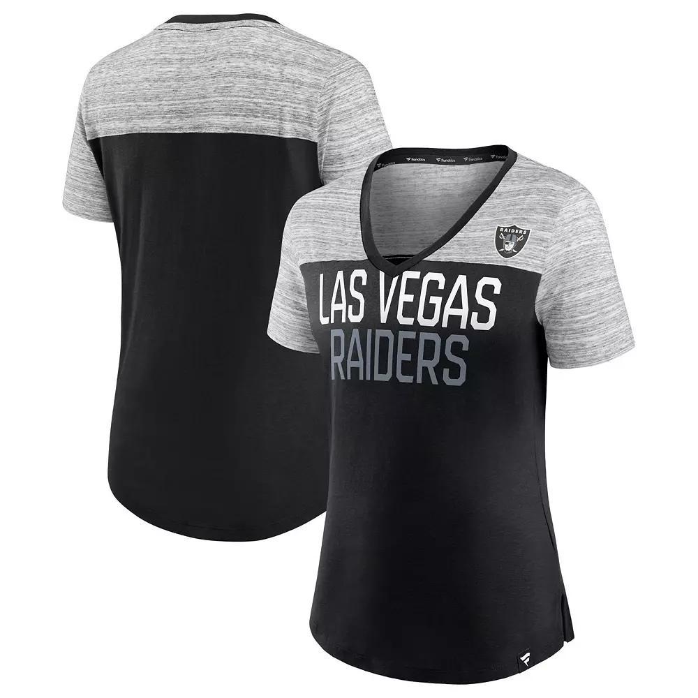 Women's Fanatics Branded Black/Heathered Gray Las Vegas Raiders Close Quarters V-Neck T-Shirt, Size: XL, Lvr Black Product Image