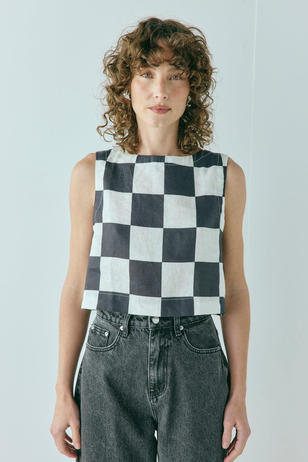 Naya Linen Top Check Product Image