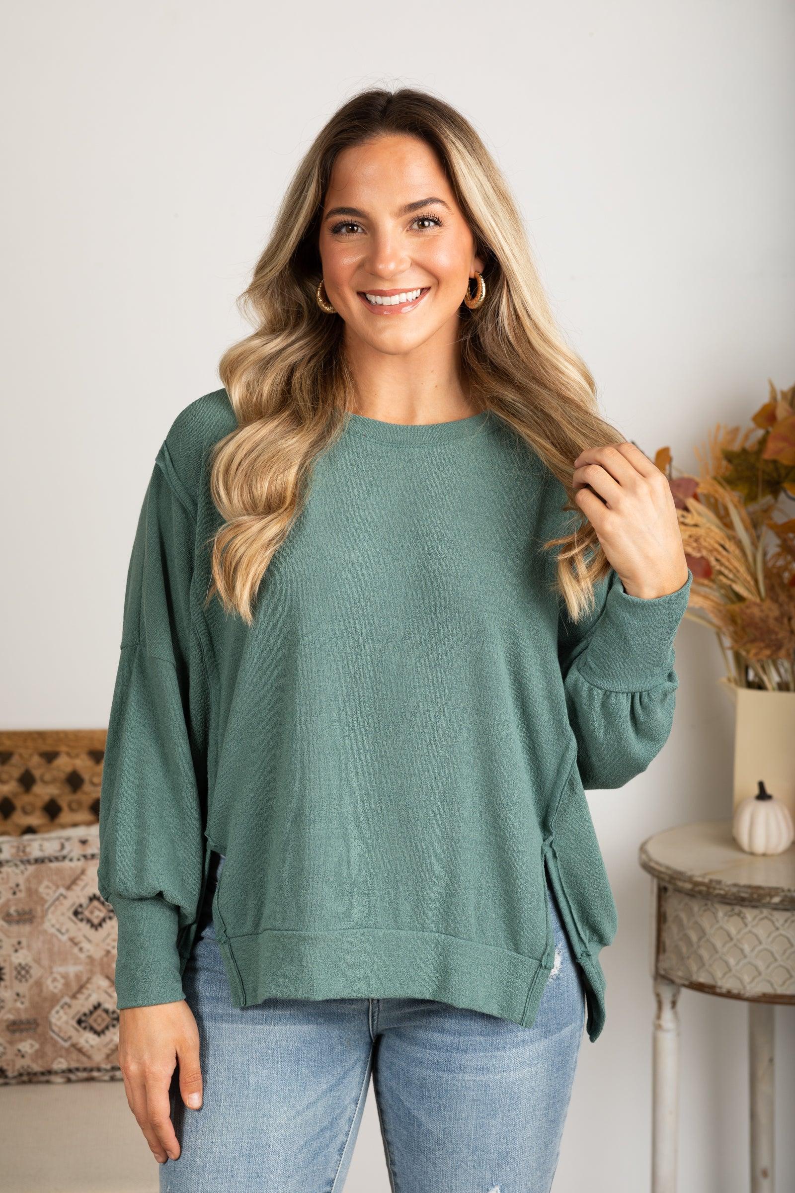 Pieced Oversized Crepe Hacci Knit Top Product Image