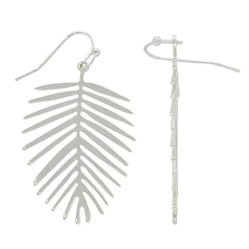 PANNEE BY PANACEA Silver Tone Palm Leaf Earrings, Womens, None Product Image