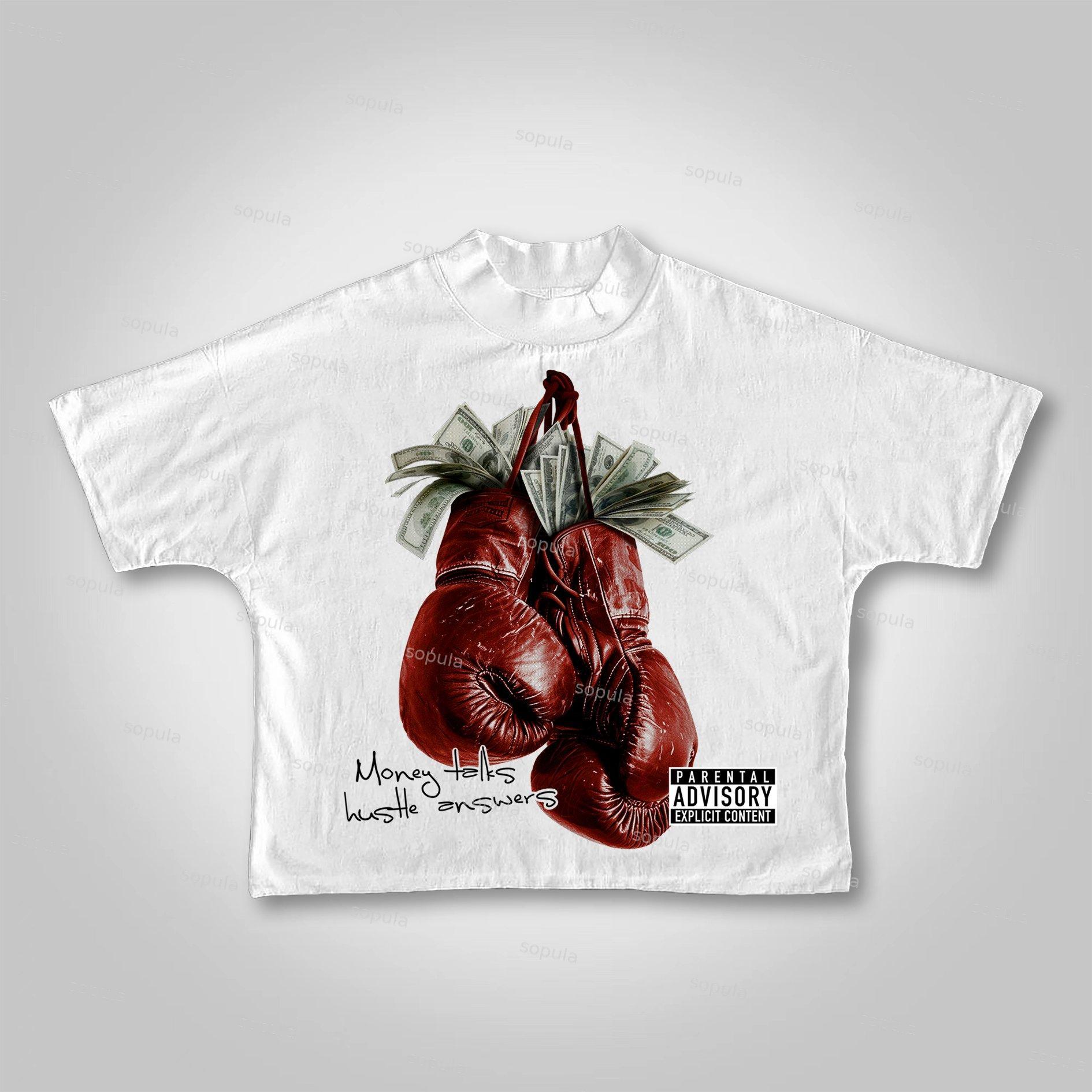 Sopula Money Boxing Gloves Printed Graphics Cropped T-Shirts Product Image