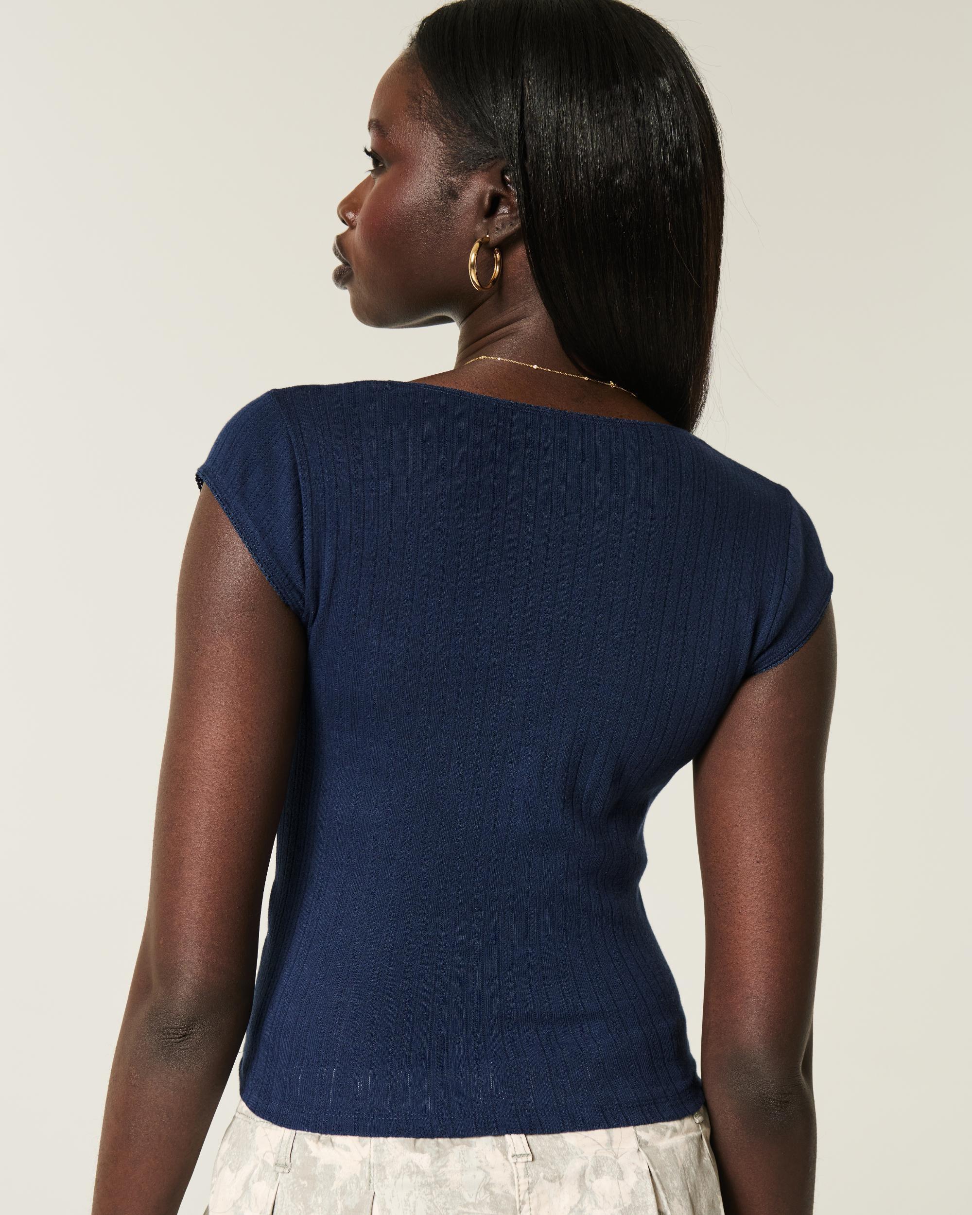 Pointelle Square-Neck Top Product Image