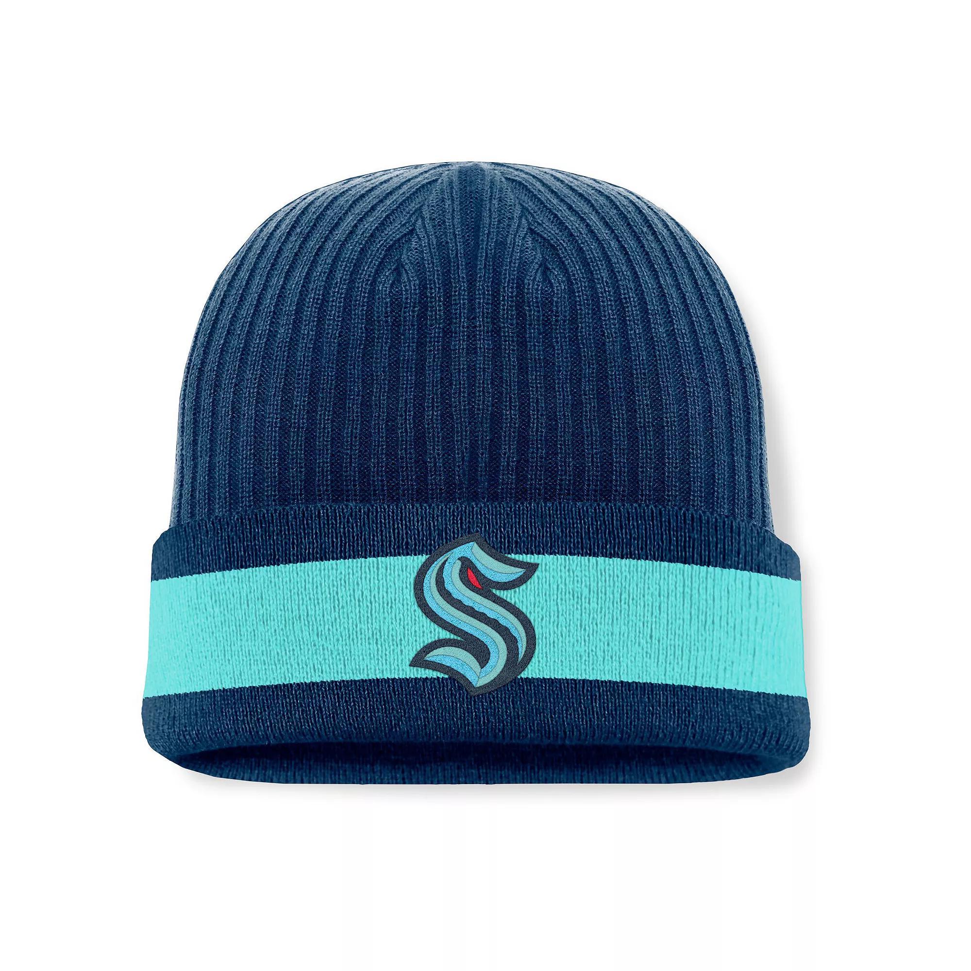 Men's Fanatics Deep Sea Blue Seattle Kraken Blueliner Cuffed Knit Hat, Krk Blue Product Image