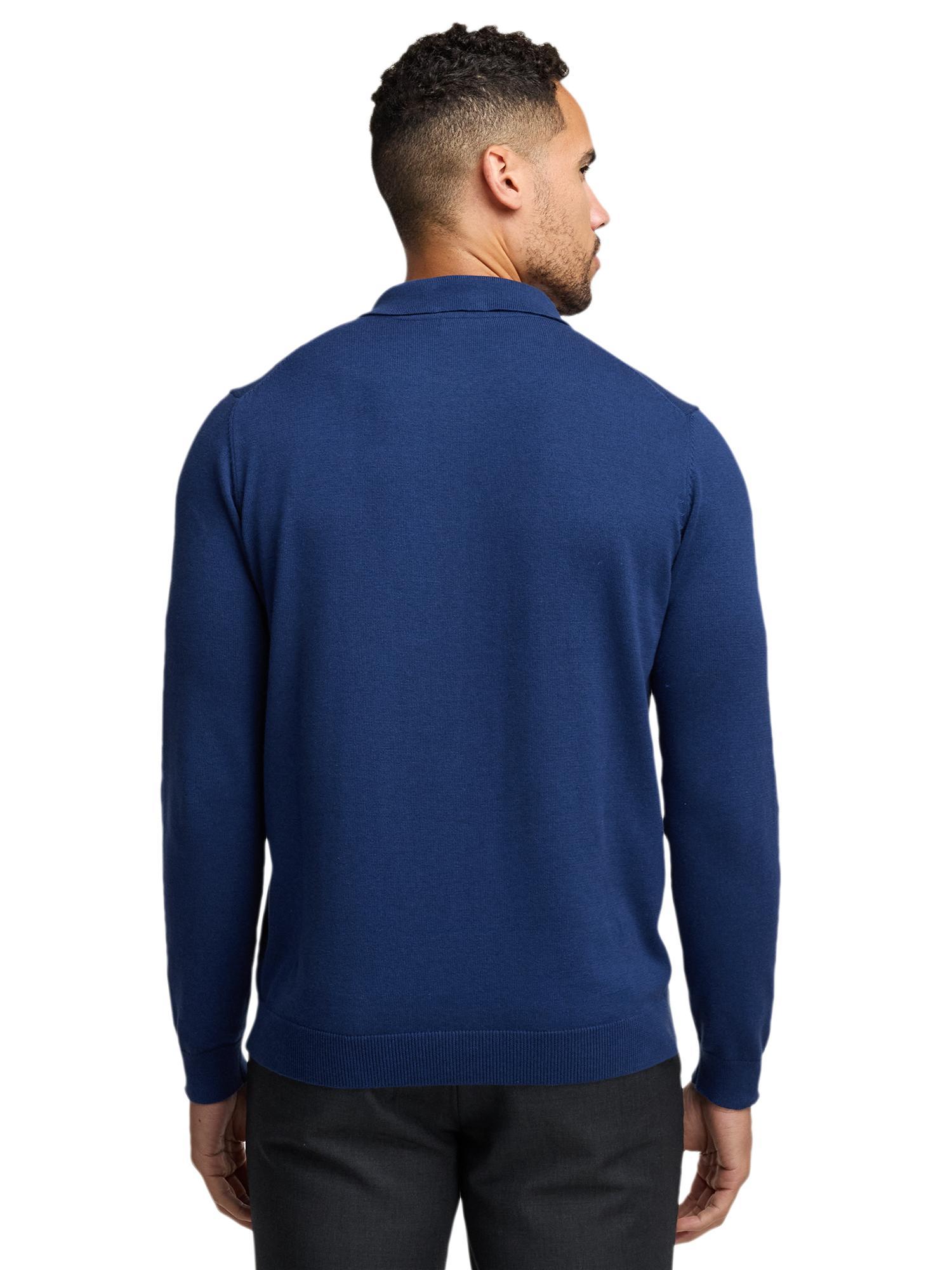 Supima Cotton Three Button Polo - Dark Blue Product Image