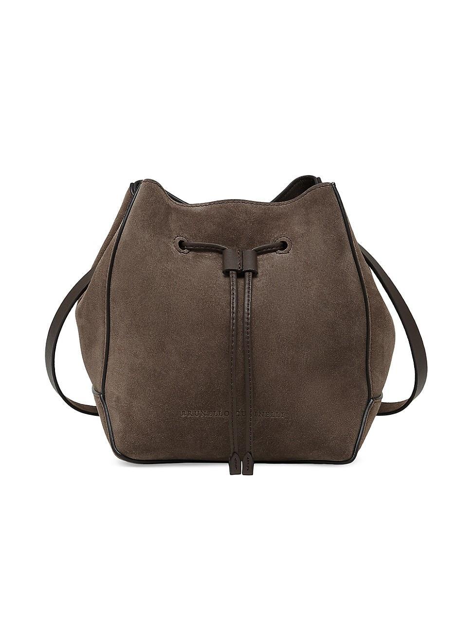 Womens Suede Bucket Bag with Monili Product Image