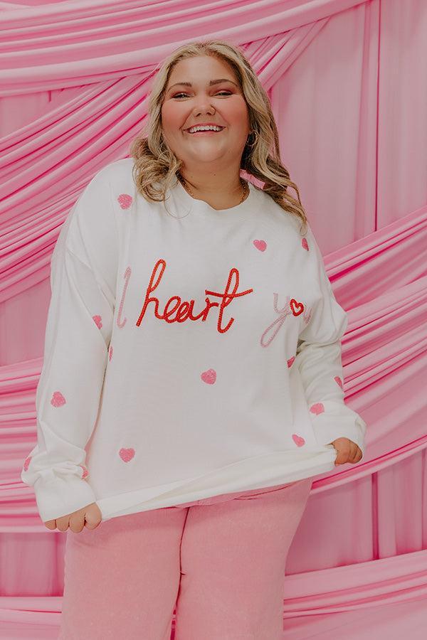 I Heart You Embroidered Sweater Curves Product Image