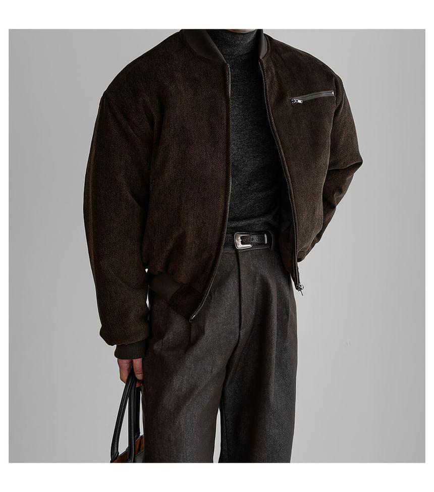 Plain Zip Puffer Baseball Jacket Product Image