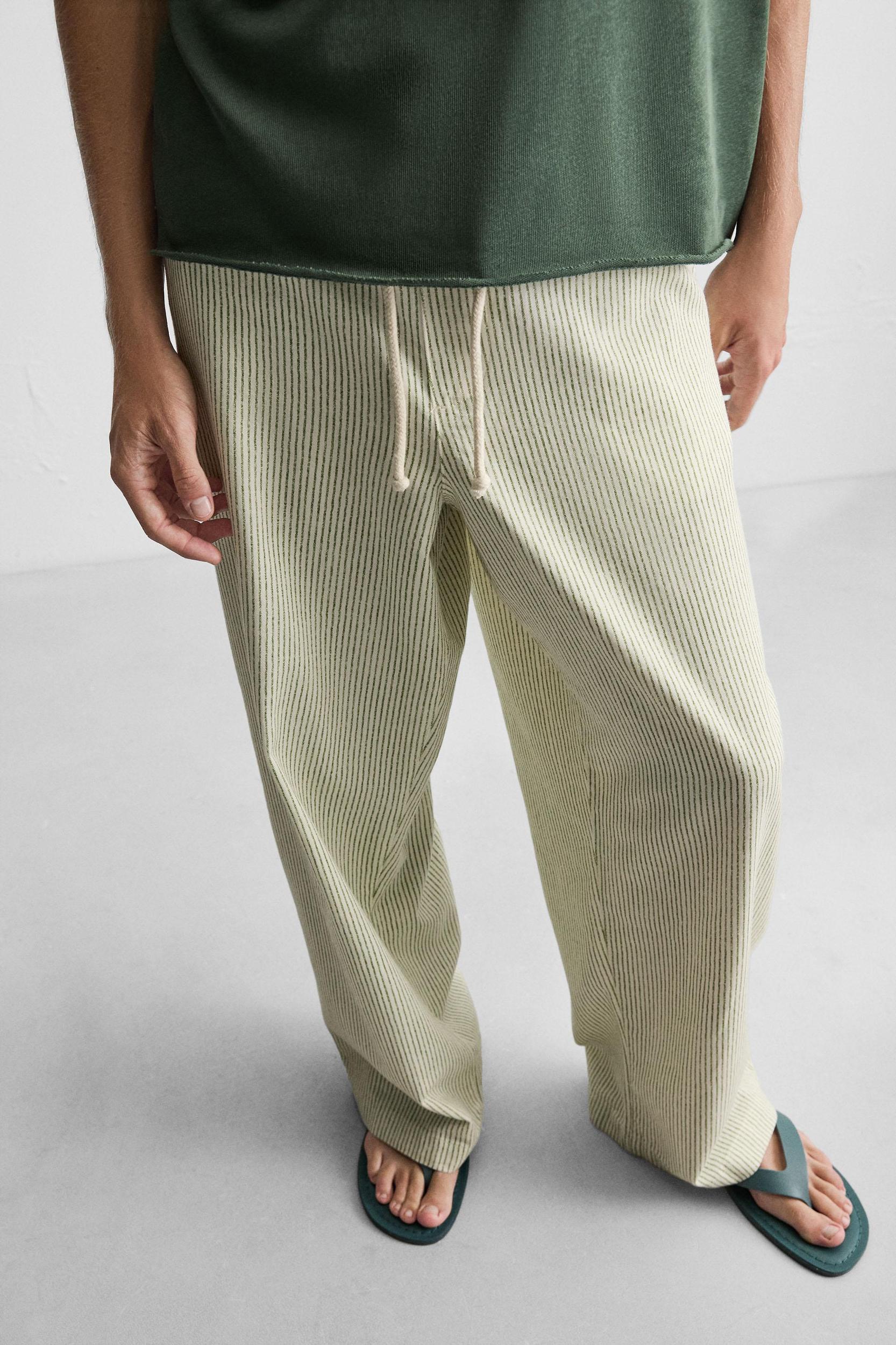 STRIPED BAGGY FIT PANTS Product Image