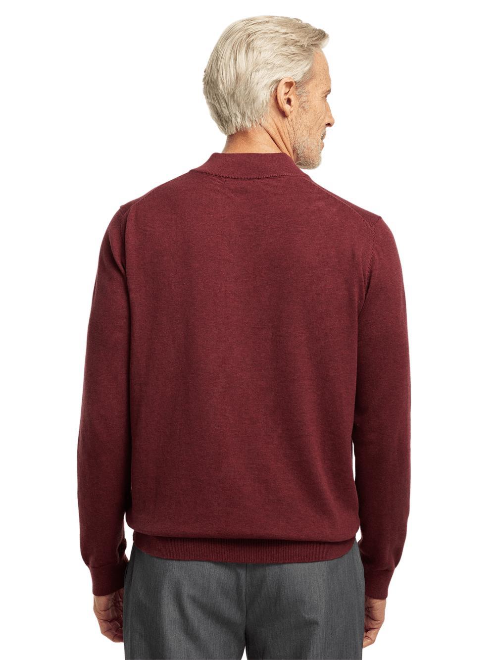 Supima Cotton Four Button Mock Neck Sweater - Burgundy Product Image