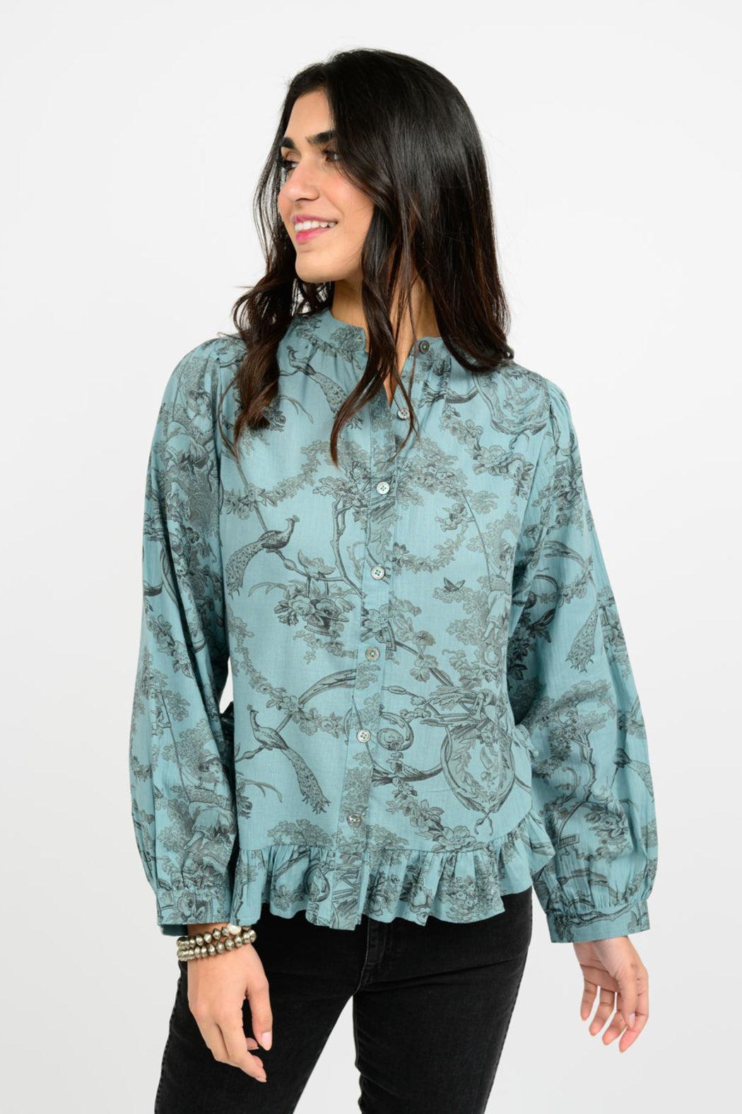 Toile Ruffled Hem Shirt Product Image