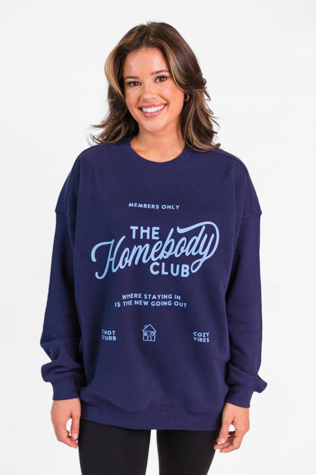 The Homebody Club Navy Oversized Graphic Sweatshirt FINAL SALE Product Image