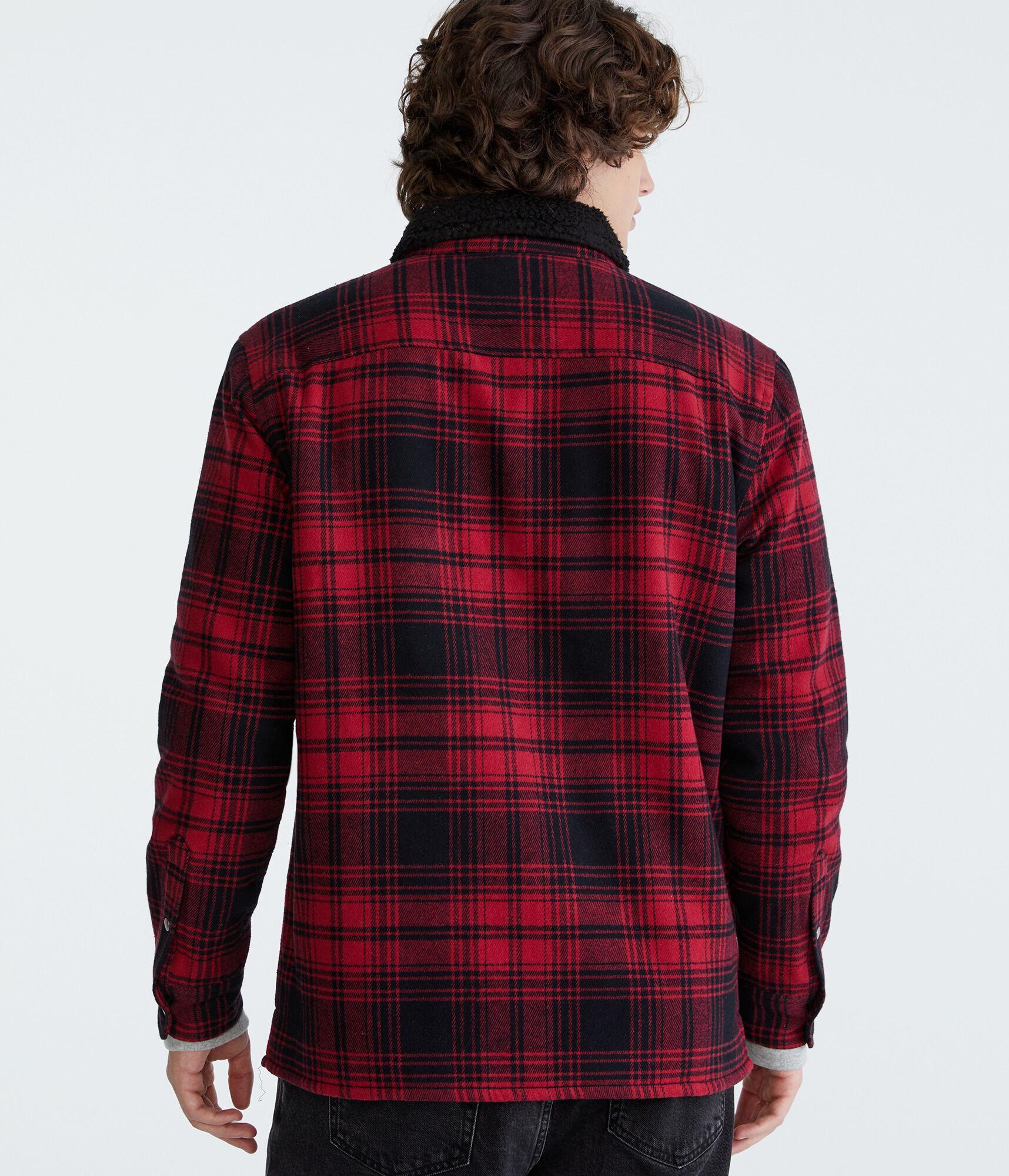 Plaid Sherpa-Lined Full-Zip Flannel Shacket Product Image