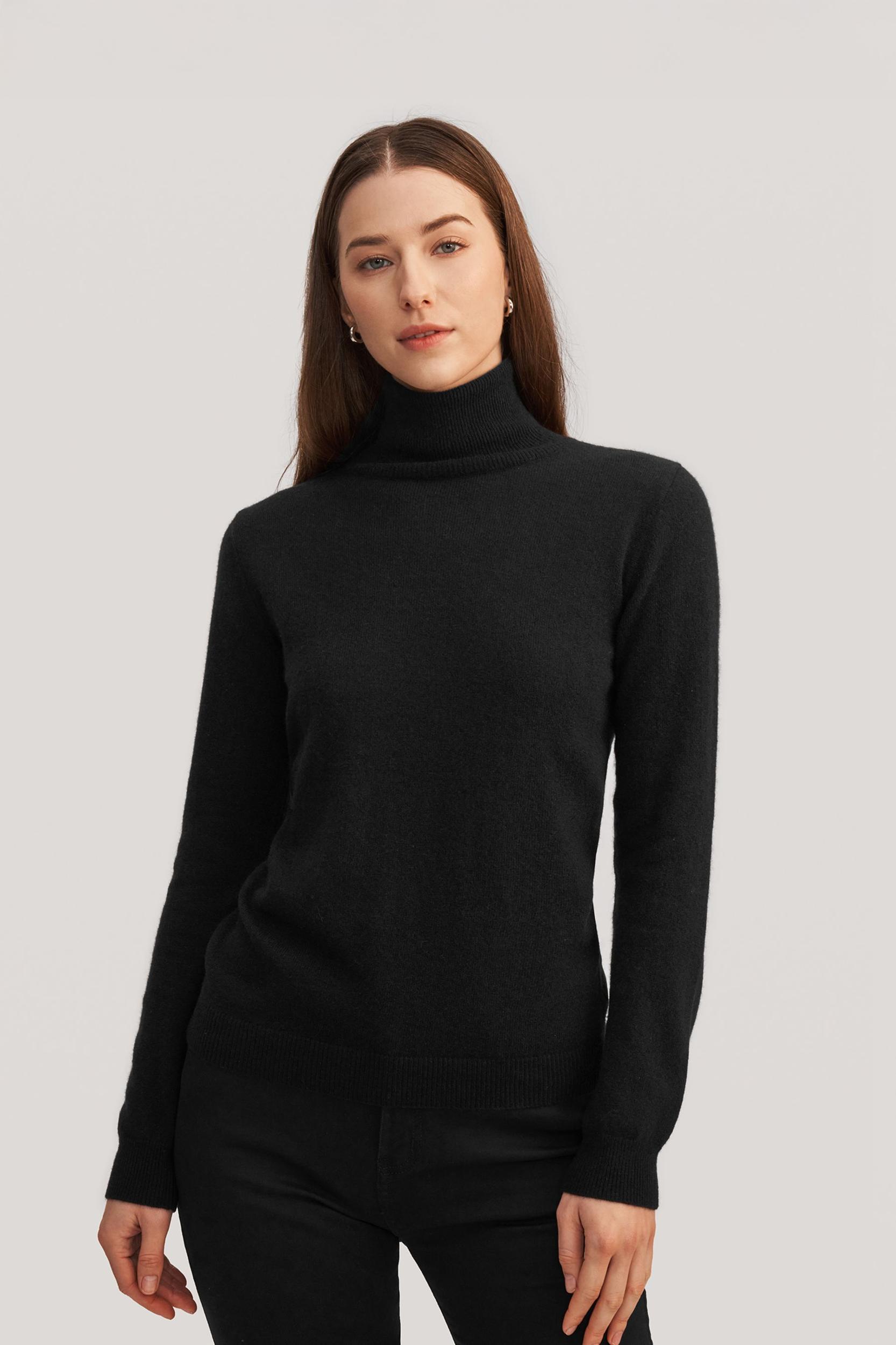 LILYSILK 100% Cashmere Sweater Women Turtleneck Design Wardrobe Must-have Black Product Image