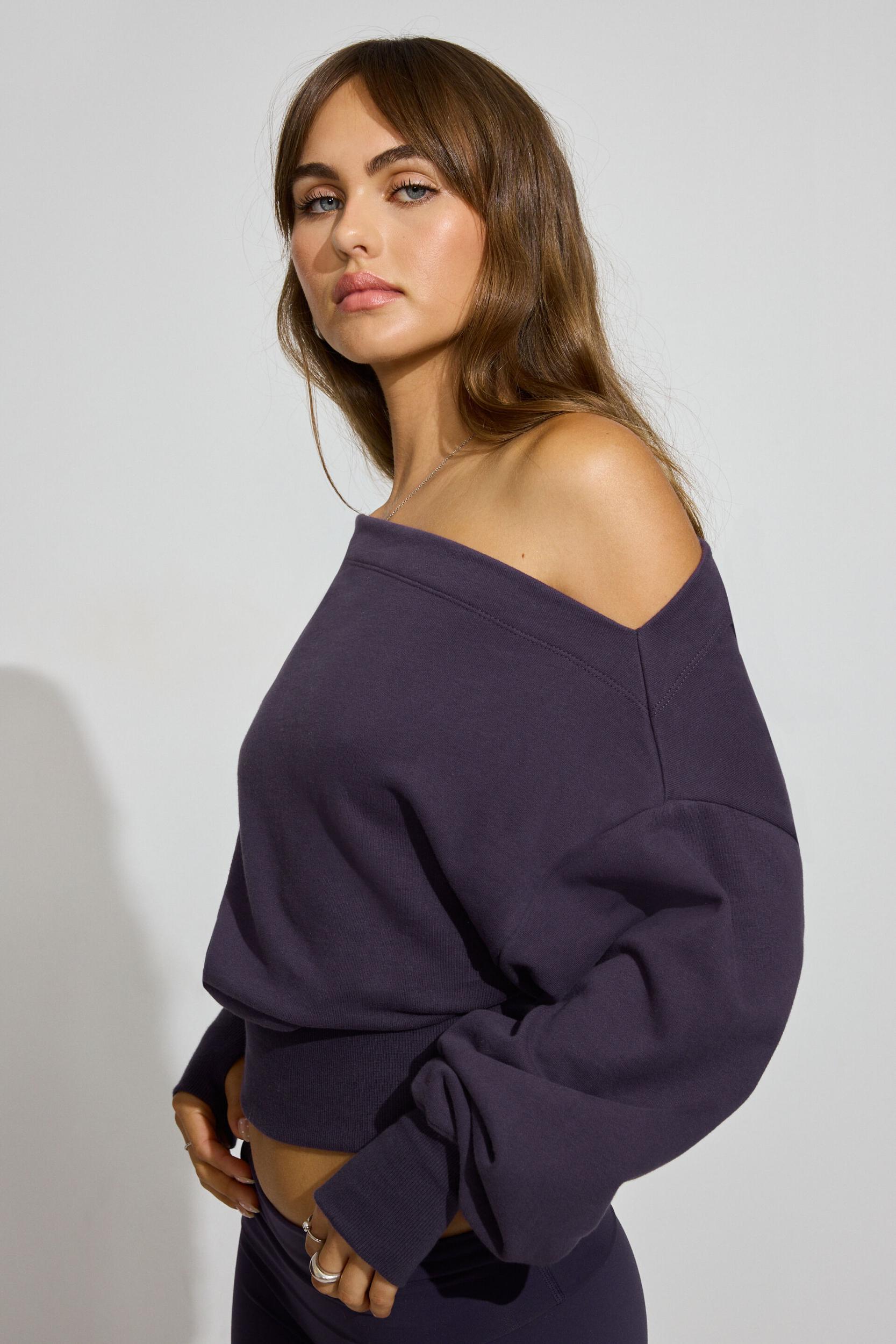 SoftTerry Rib Off Shoulder Sweater Product Image