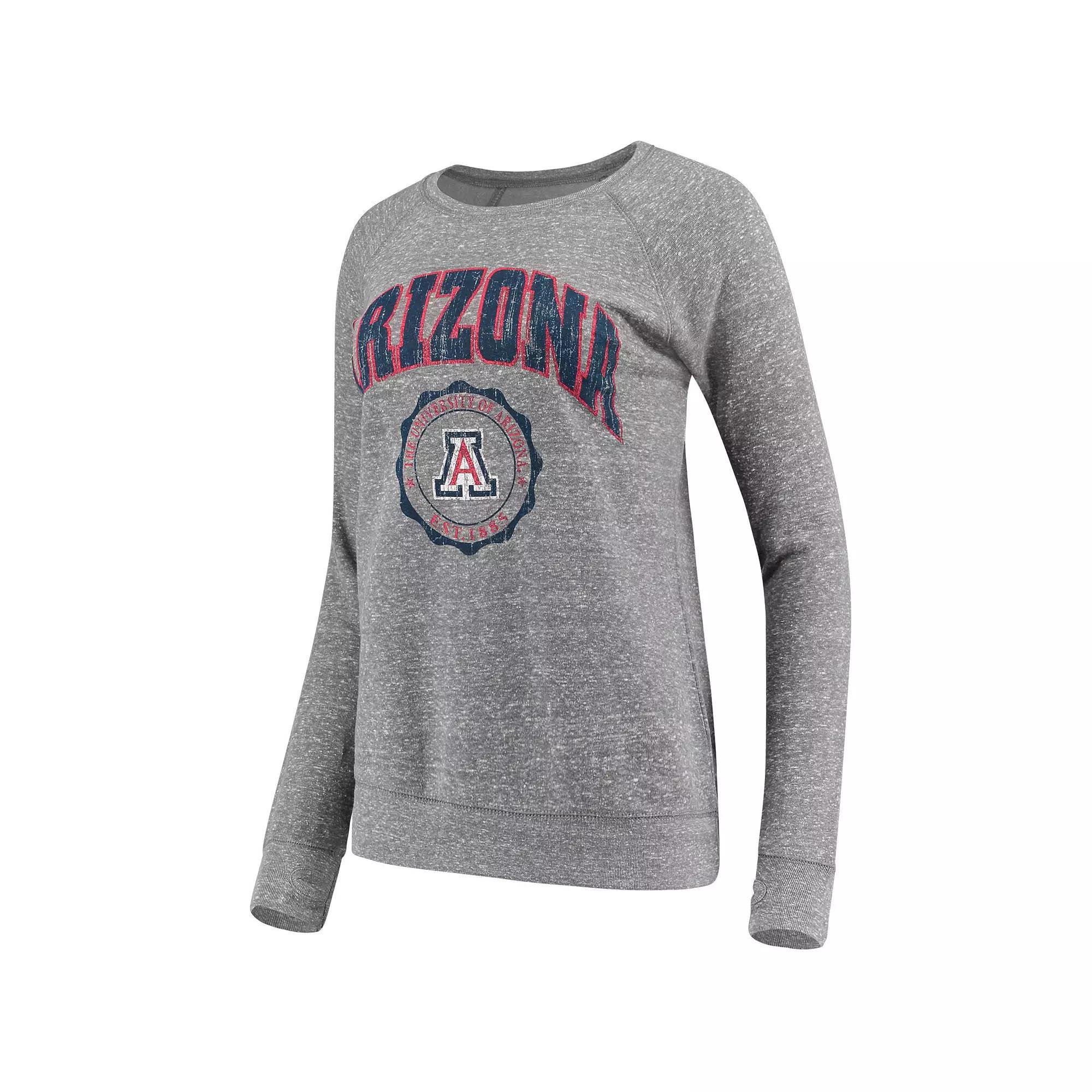 Women's Pressbox Heathered Gray Arizona Wildcats Edith Vintage Knobi Pullover Sweatshirt,  Product Image