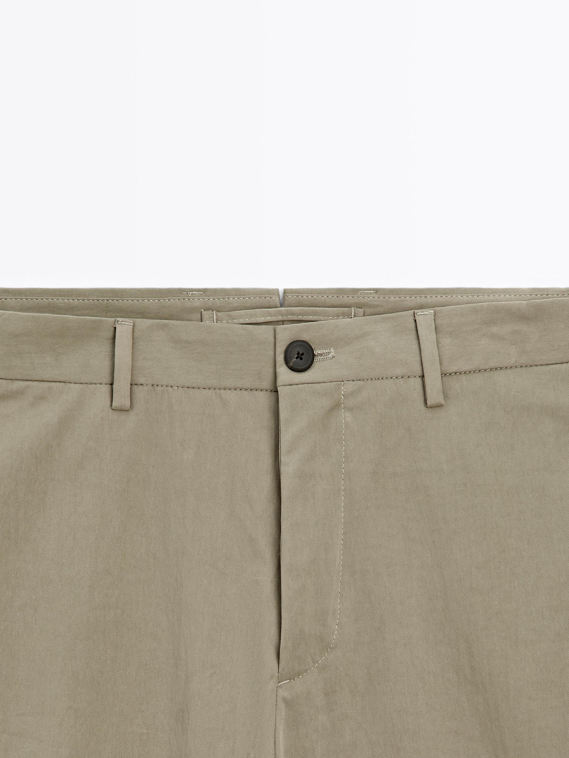 Cotton blend cigarette fit trousers Product Image