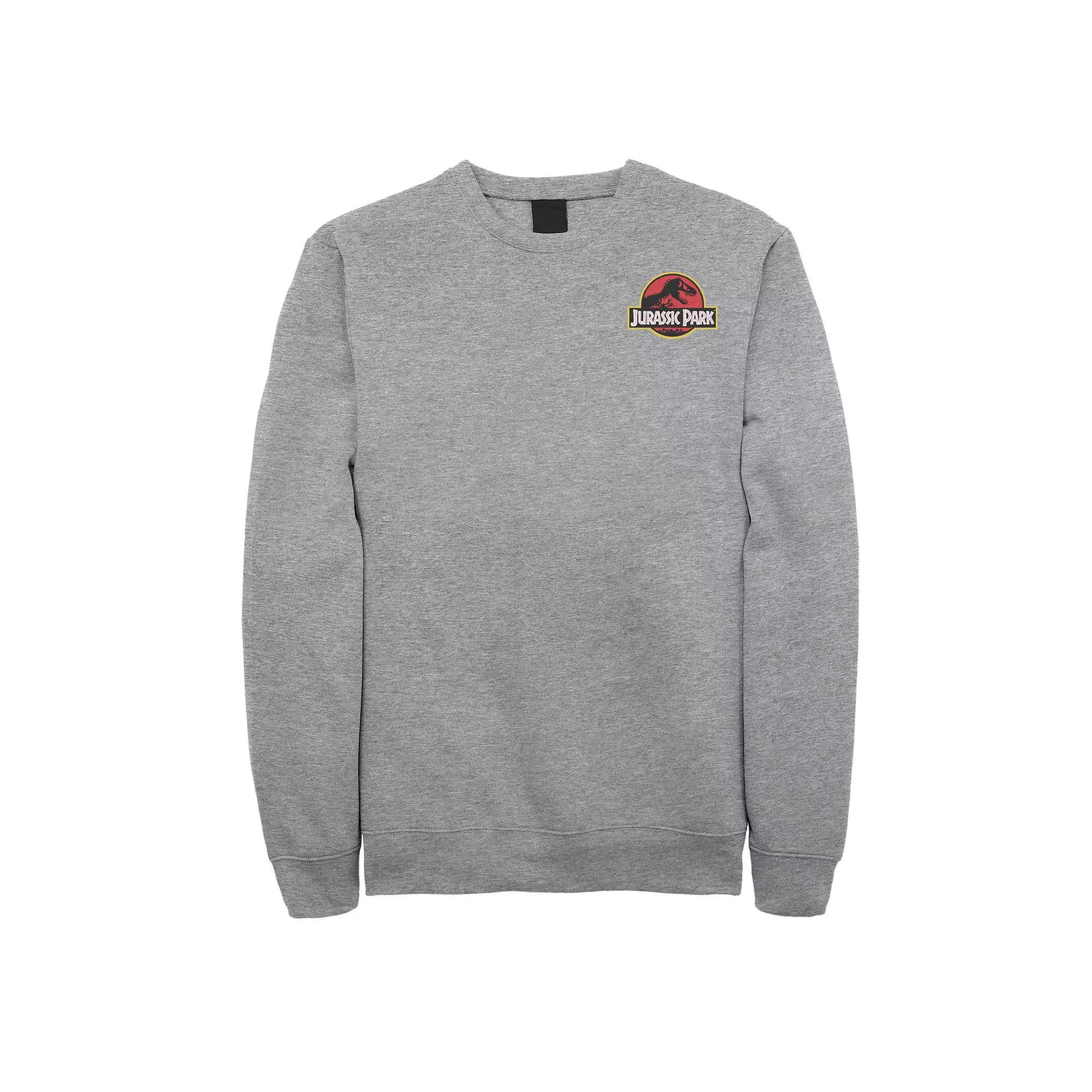 Men's Jurassic Park Logo Red & Yellow Pocket Sweatshirt, Size: Small, Athletic Grey Product Image