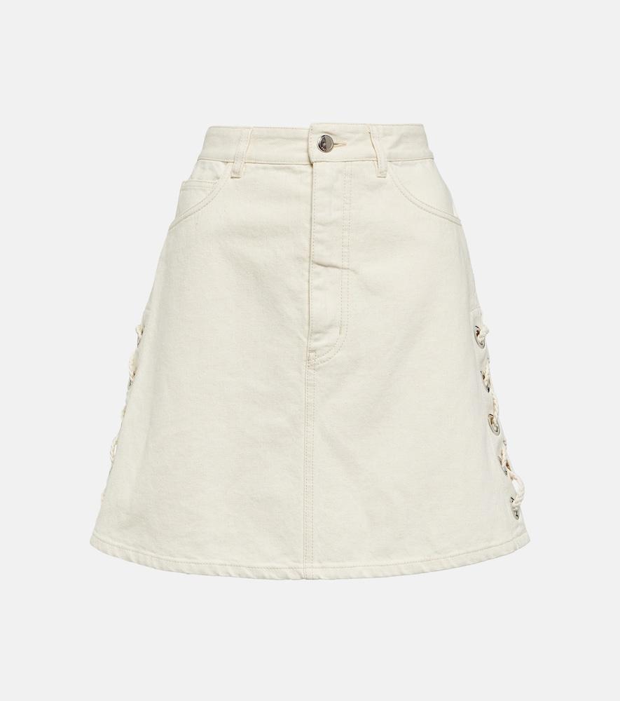 CHLOÉ High-rise Cotton And Linen Skirt In White Product Image