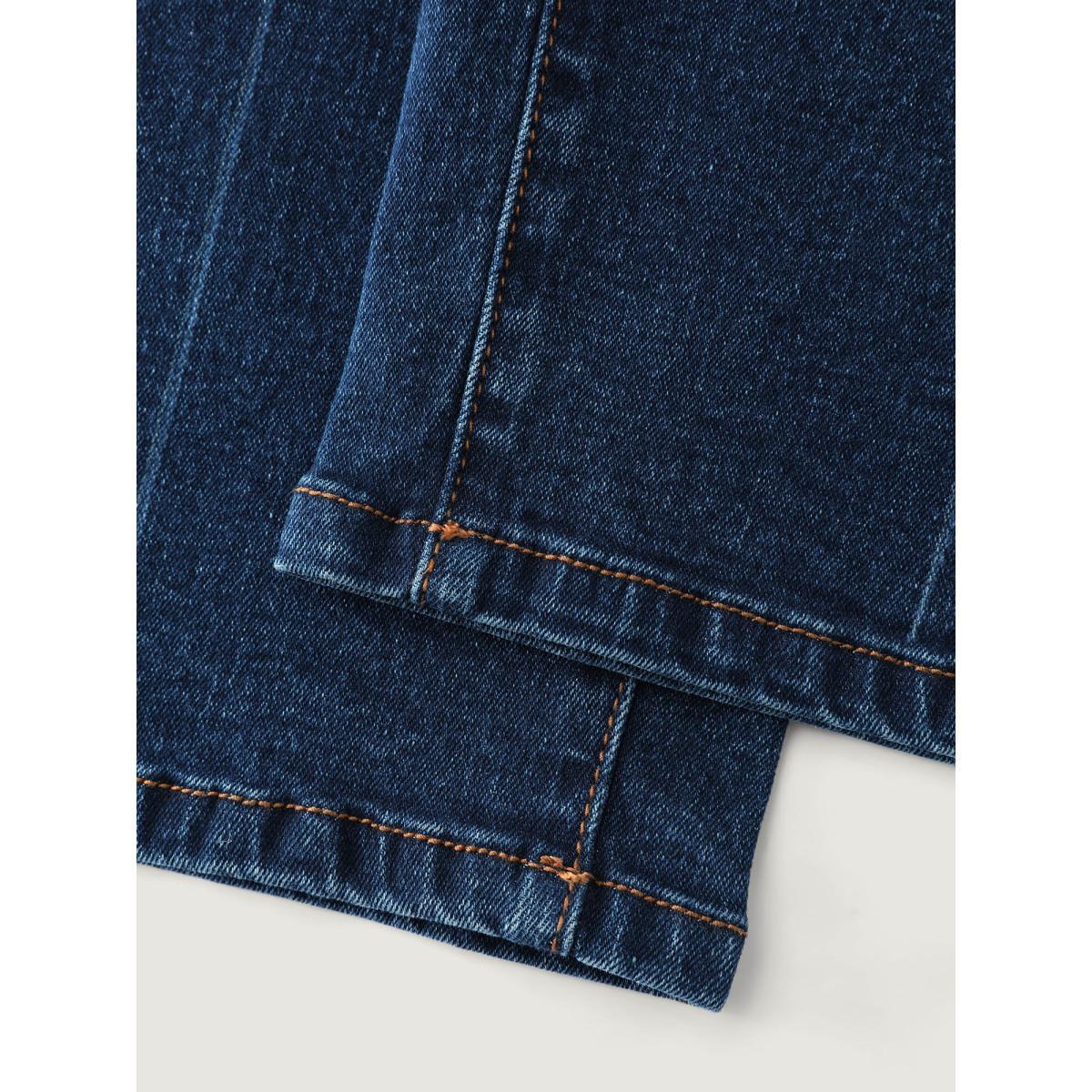 Plus Size Stretchy Mid-Rise Boyfriend Jeans Women Bluevintage Leisure High stretch Slanted pocket Jeans BloomChic 28/5X Product Image