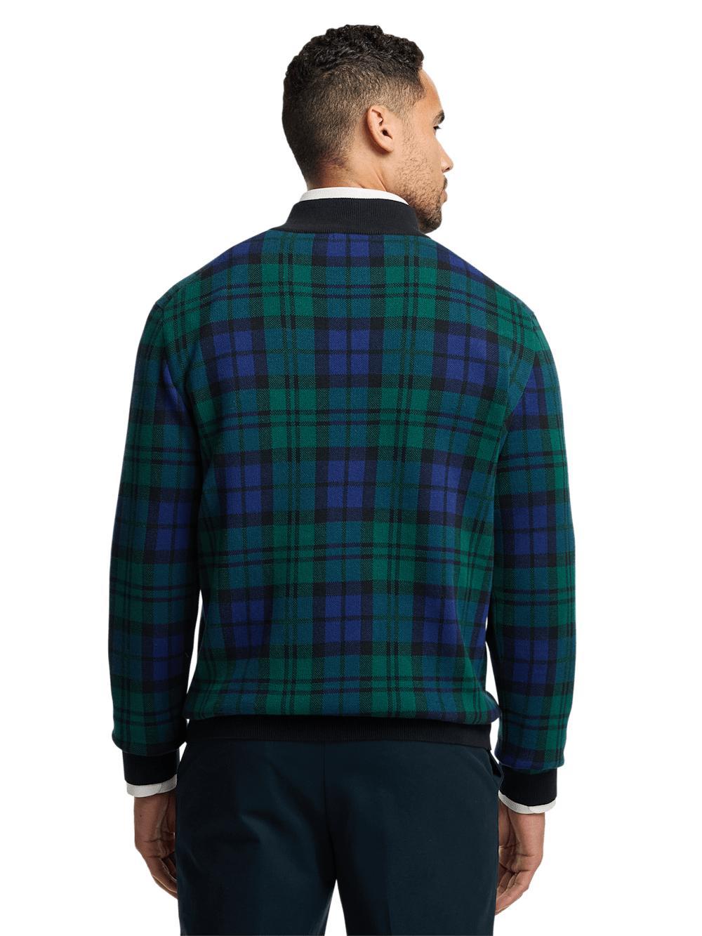 Cotton Quarter Zip Mock Neck Sweater - Green Product Image