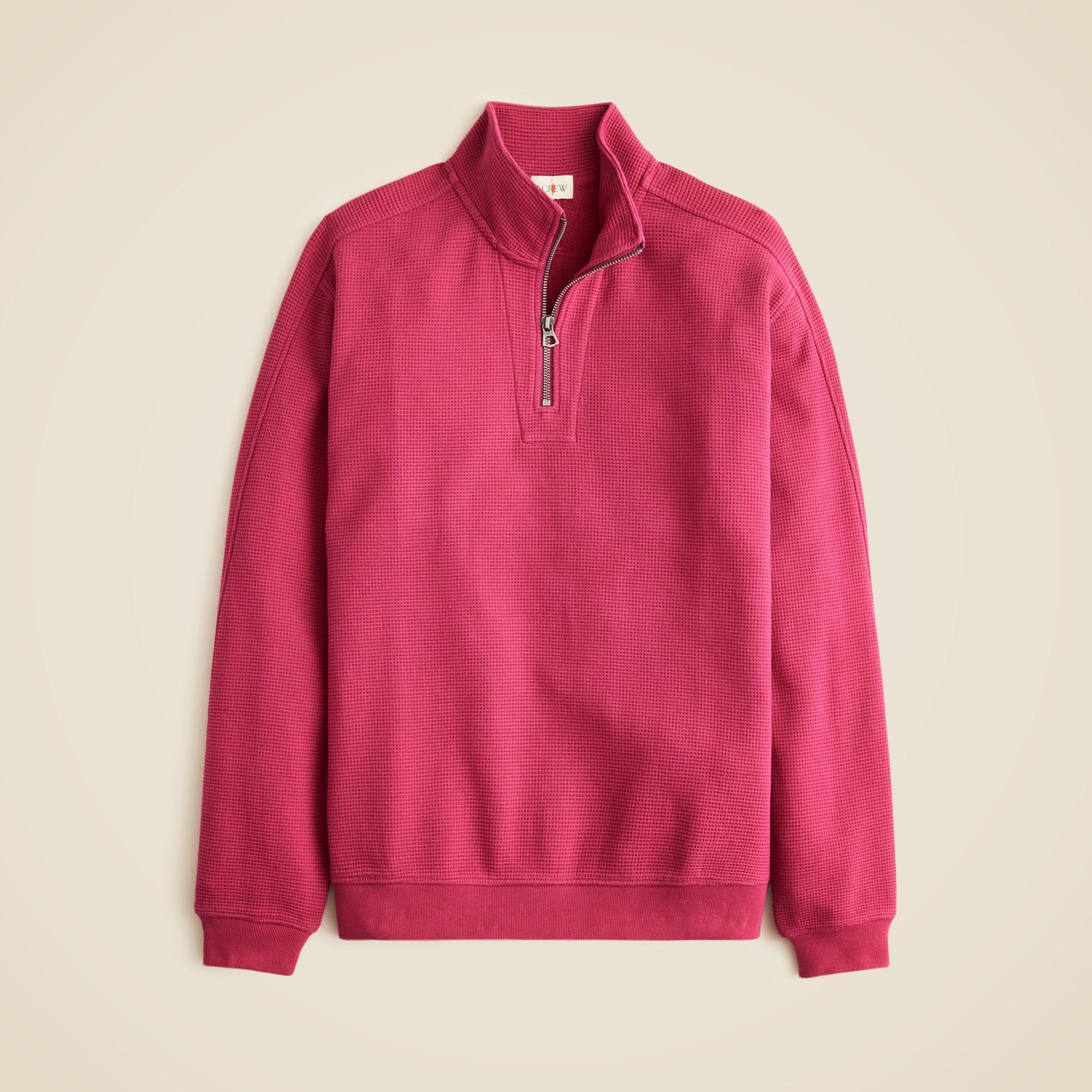 Brushed waffle-knit half-zip pullover Product Image