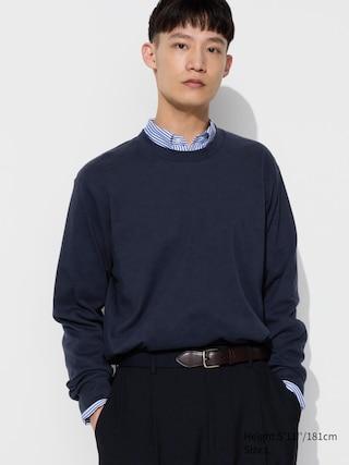 Mens Brushed Cotton T-Shirt Long Sleeve Navy 3XL UNIQLO US Product Image