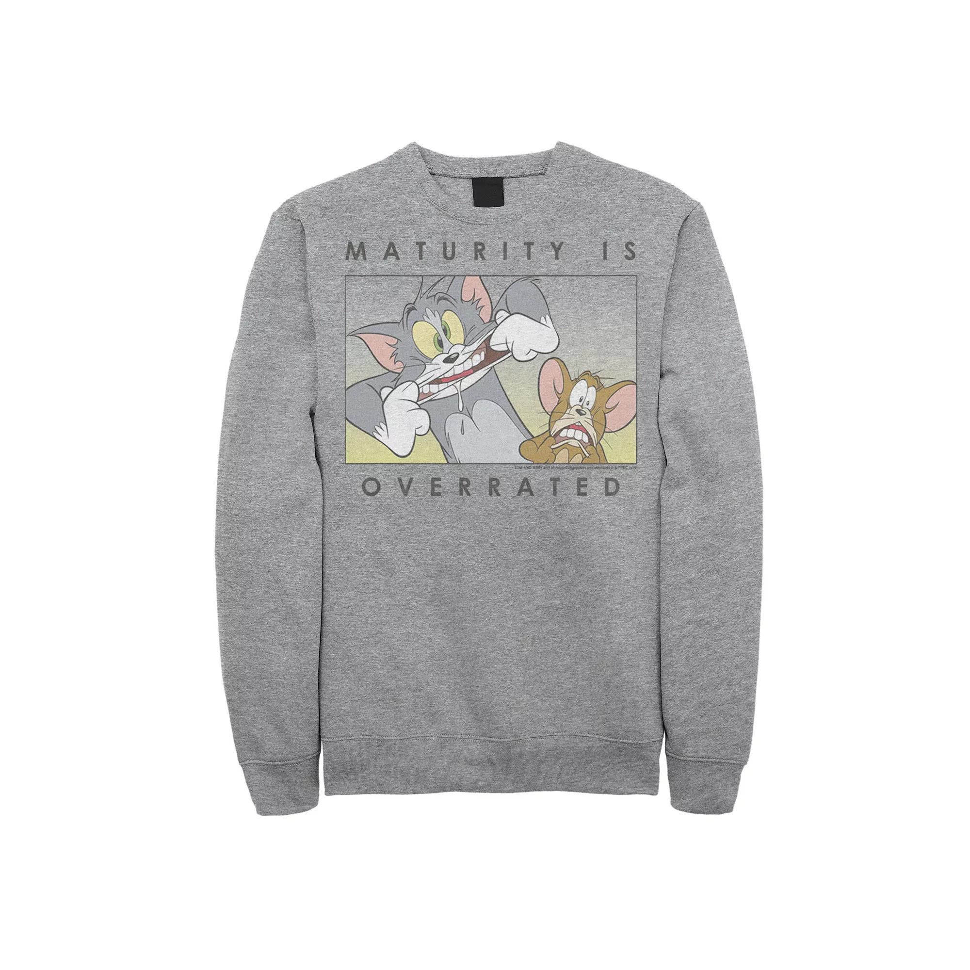 Men's Tom And Jerry Maturity Is Overrated Goofy Portrait Panel Sweatshirt,  Product Image