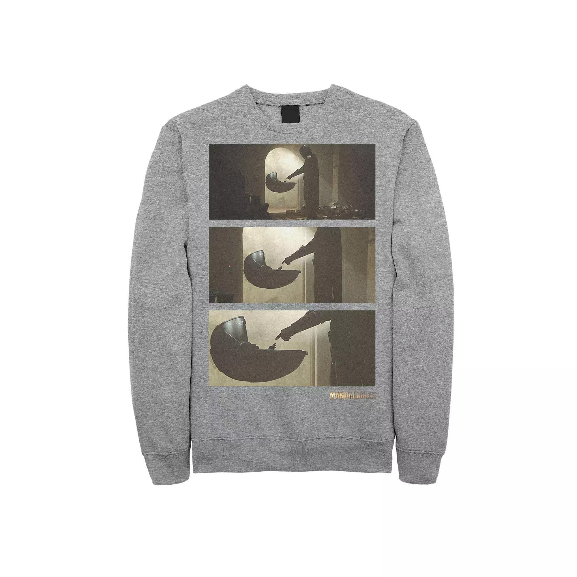 Men's Star Wars The Mandalorian The Child Panel Zoom In Sweatshirt, Size: XXL, Athletic Grey Product Image