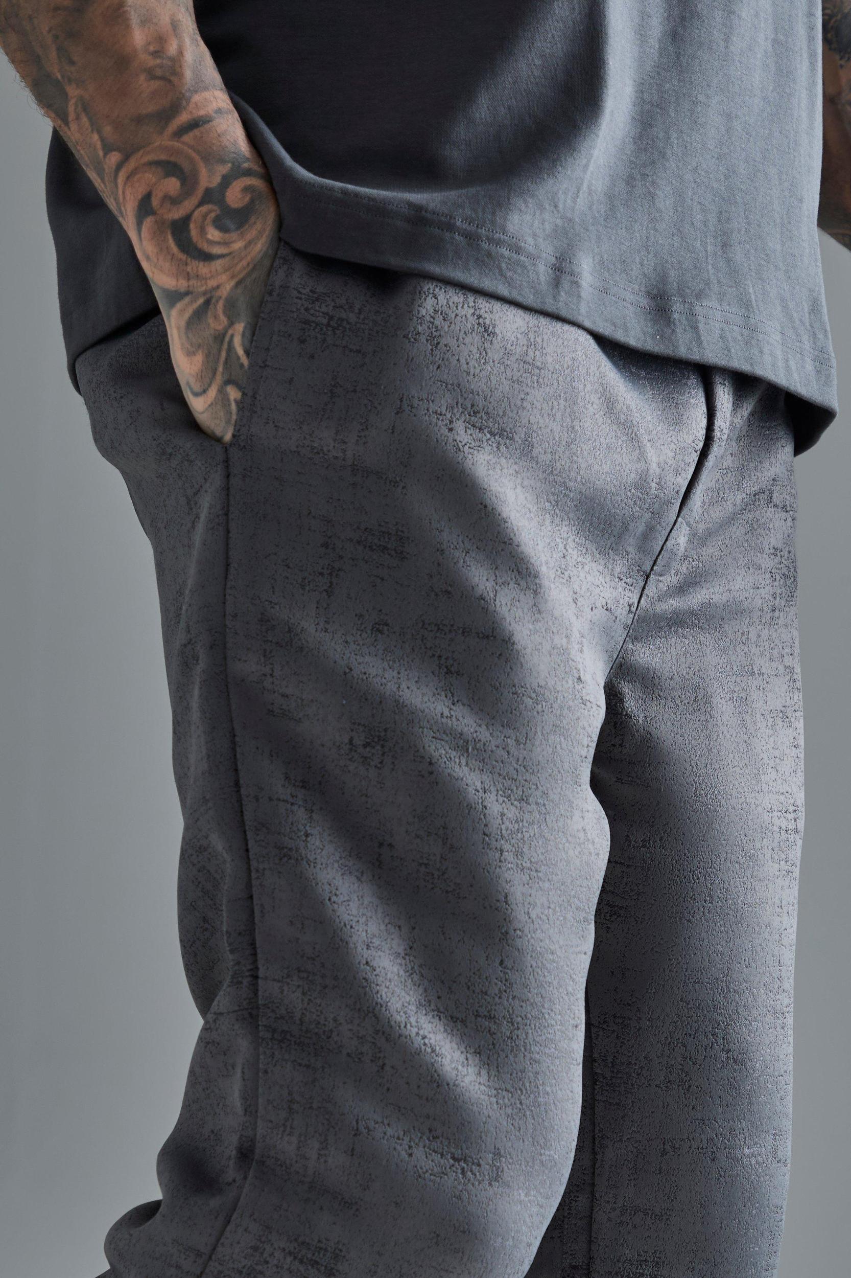 Tall Elasticated Waist Slim Gusset Texture Pants | boohooMAN USA Product Image