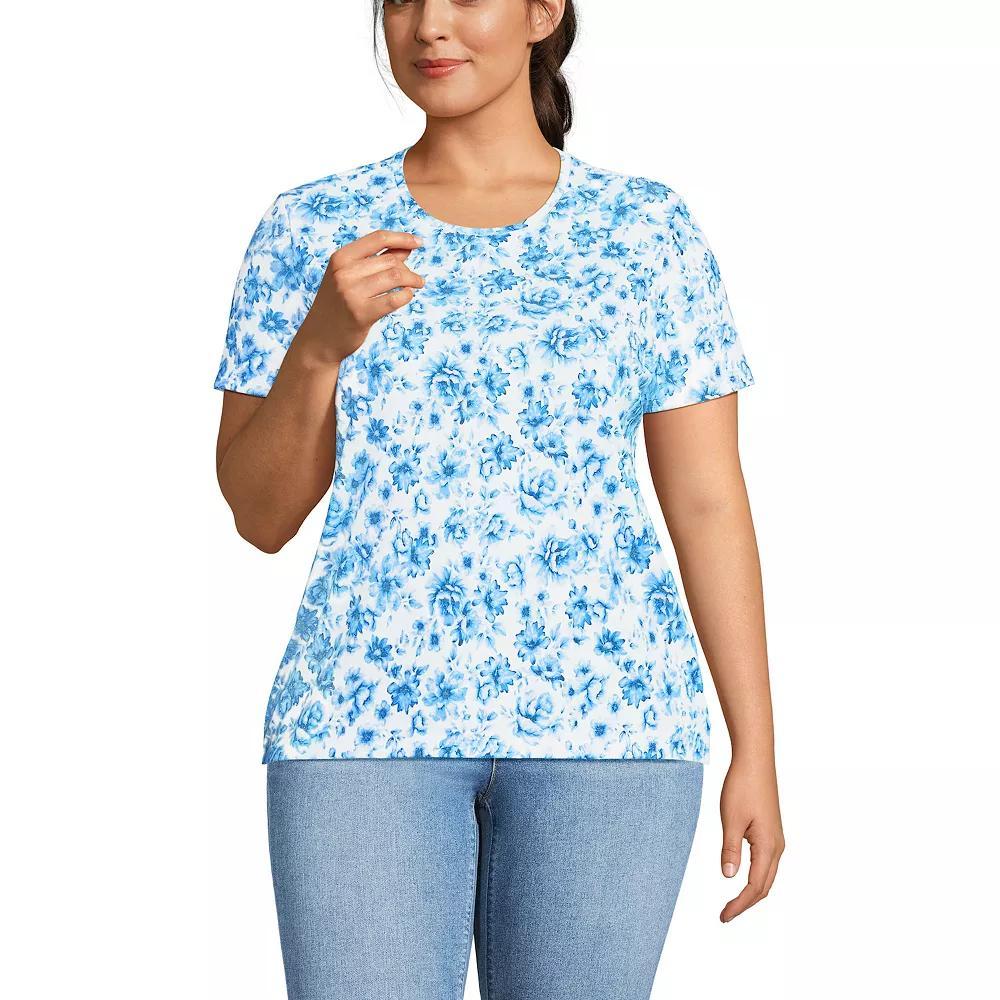 Plus Size Lands' End Relaxed Supima Cotton Crewneck Tee, Women's, Size: 1XL, Pale Yellow Product Image