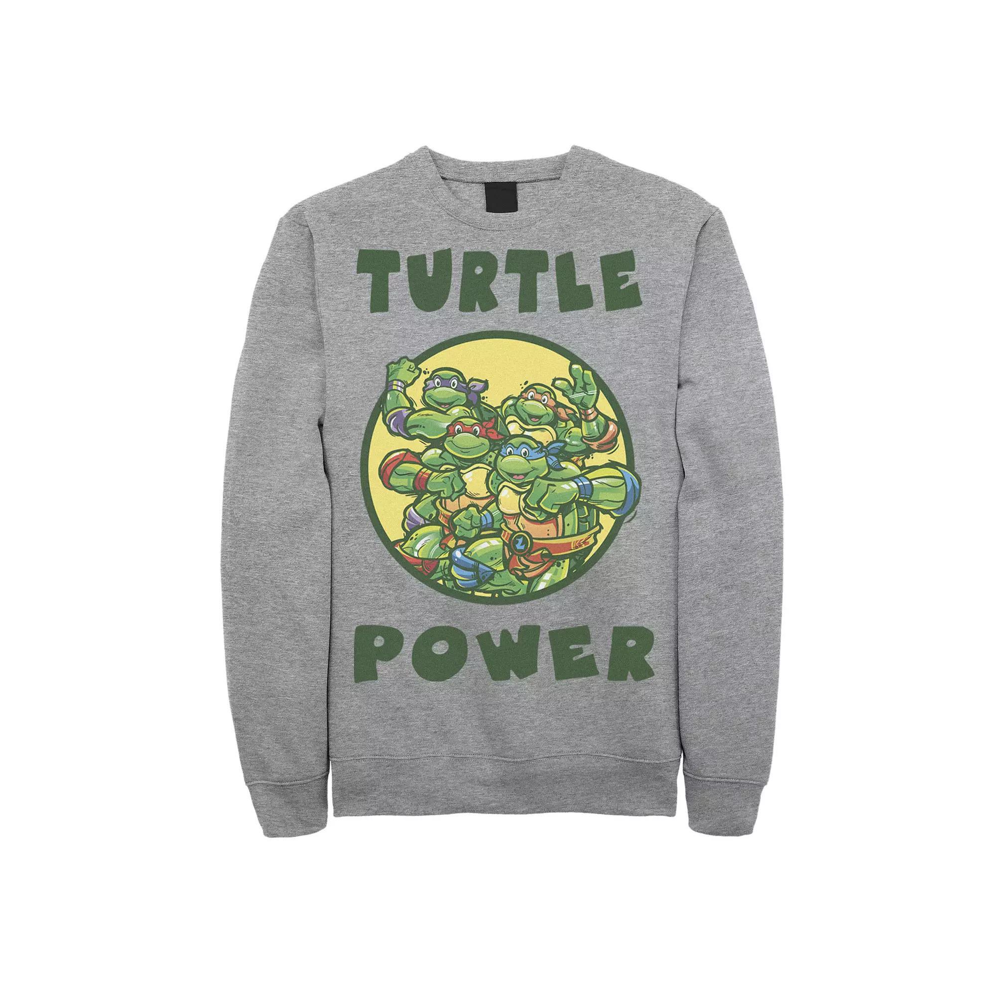 Men's Teenage Mutant Ninja Turtles Group Shot Turtle Power Text Sweatshirt,  Product Image