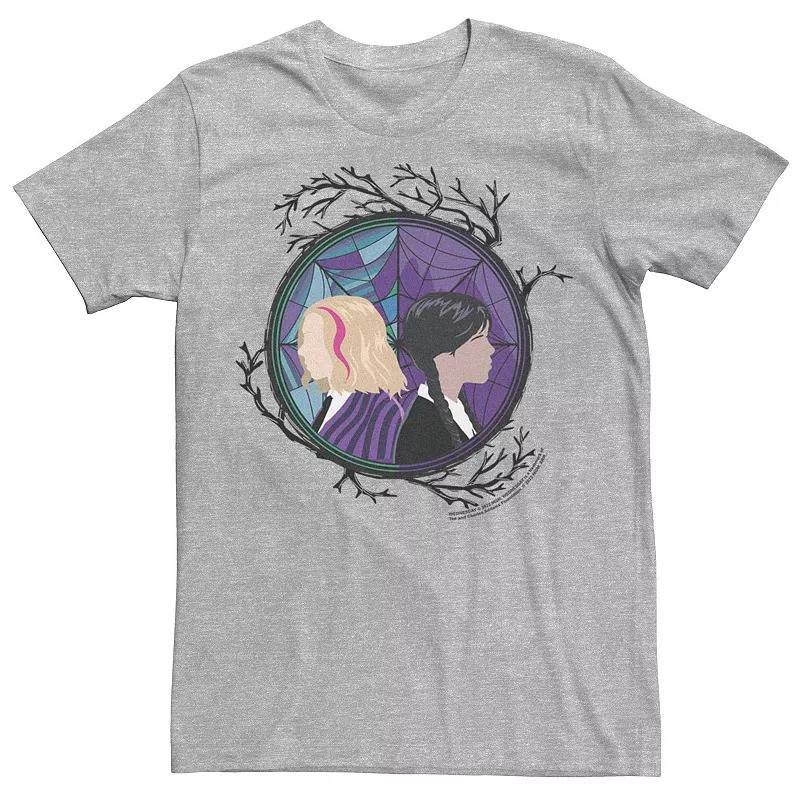 Men's Wednesday and Enid Stained Web Tee, Size: Large, Athletic Grey Product Image