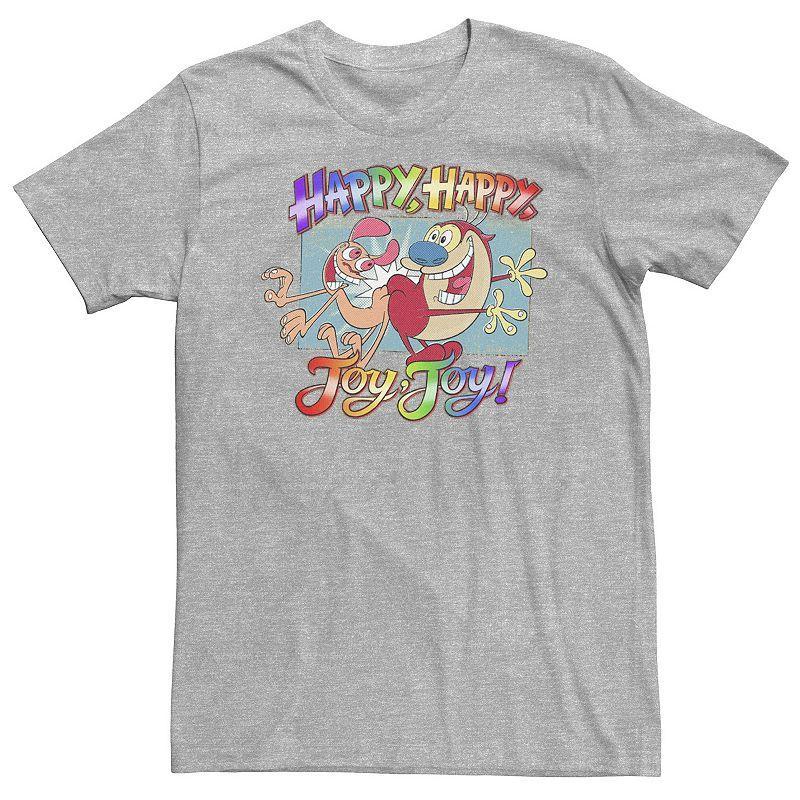 Big & Tall Ren And Stimpy Pride Happy Happy Joy Joy Rainbow Gradient Tee, Men's, Size: Large Tall, Athletic Grey Product Image