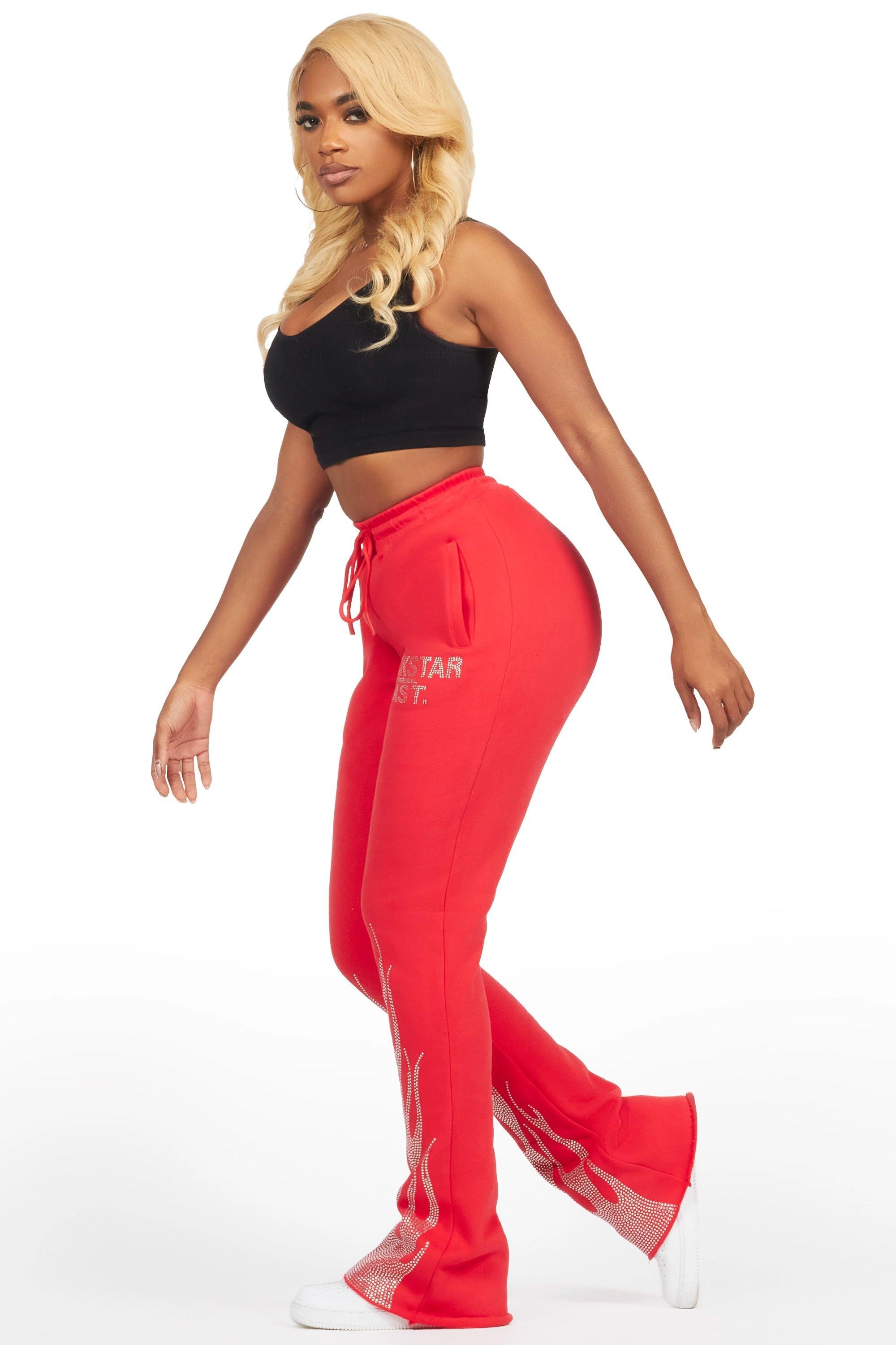 Anastesia Red Stacked Track Pant Female Product Image