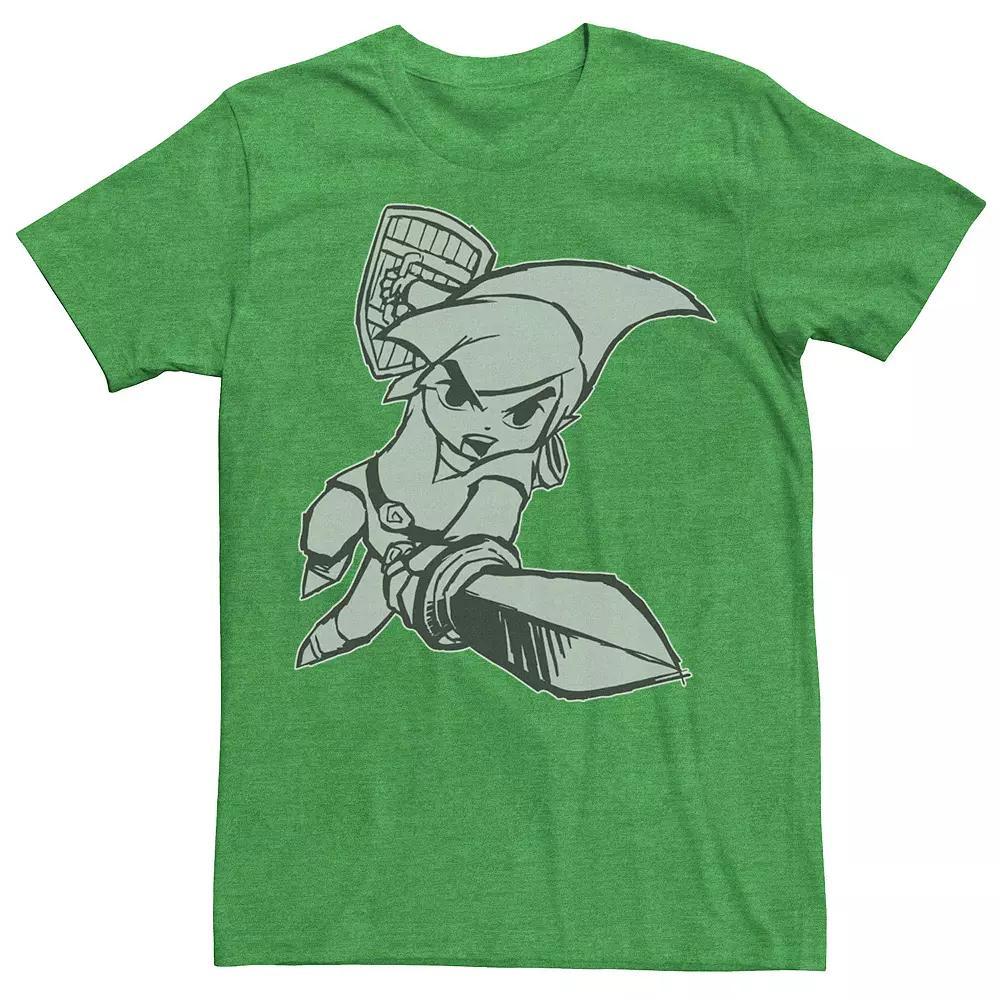 Men's Nintendo Legend Of Zelda Action Pose All White Portrait Stamp Tee,  Product Image