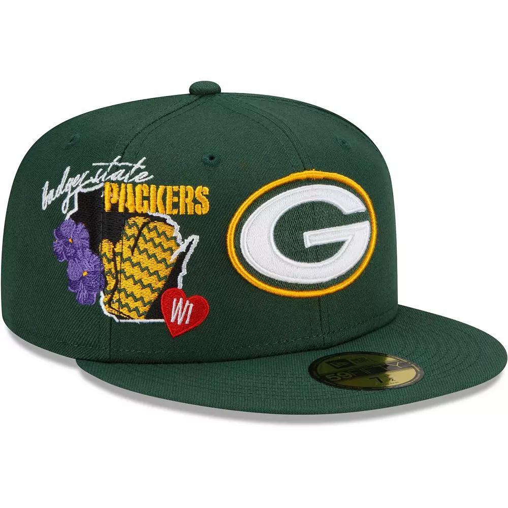 Men's New Era Green Green Bay Packers City Cluster 59FIFTY Fitted Hat, Size: 7 1/2 Product Image