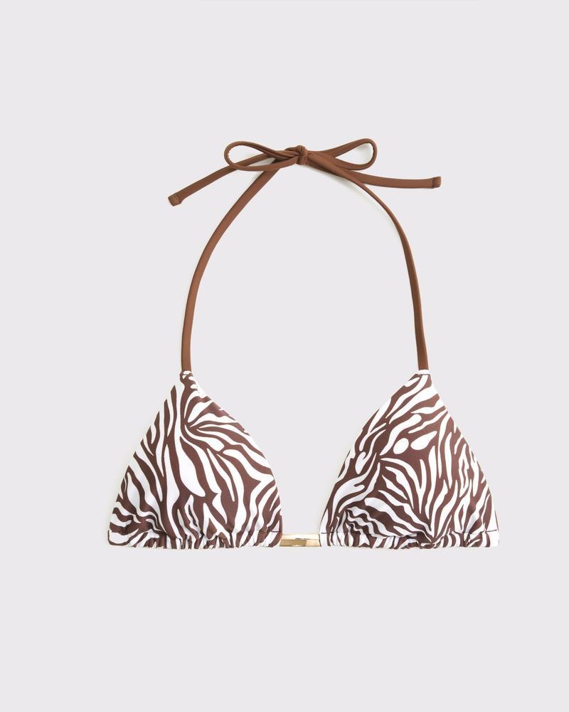 Beaded Halter String Triangle Bikini Top Product Image