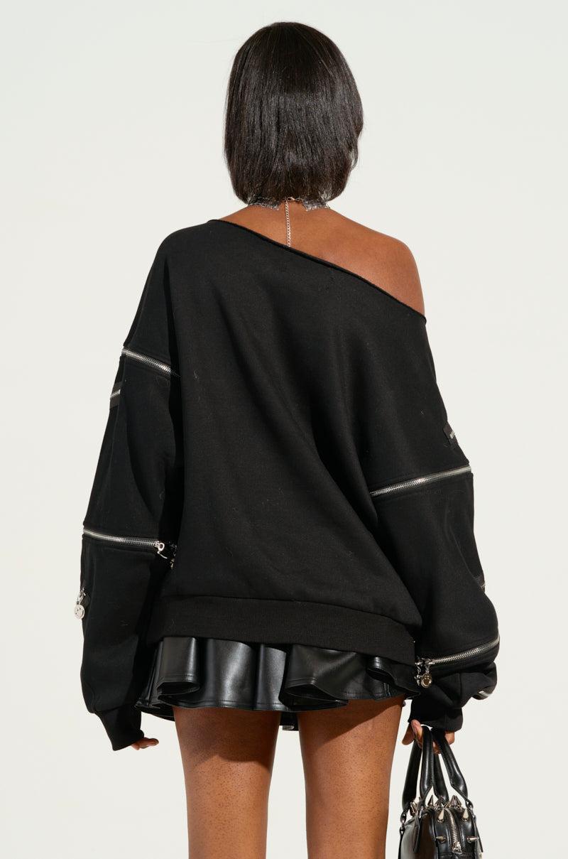 ZIP ME UP OFF THE SHOULDER SWEATSHIRT Product Image