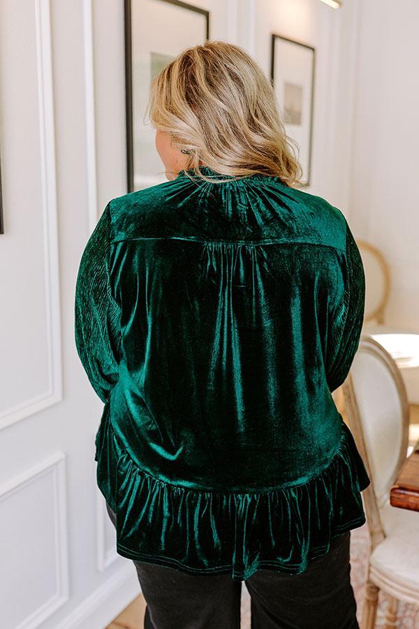 Statement Maker Velvet Top In Hunter Green Curves Product Image