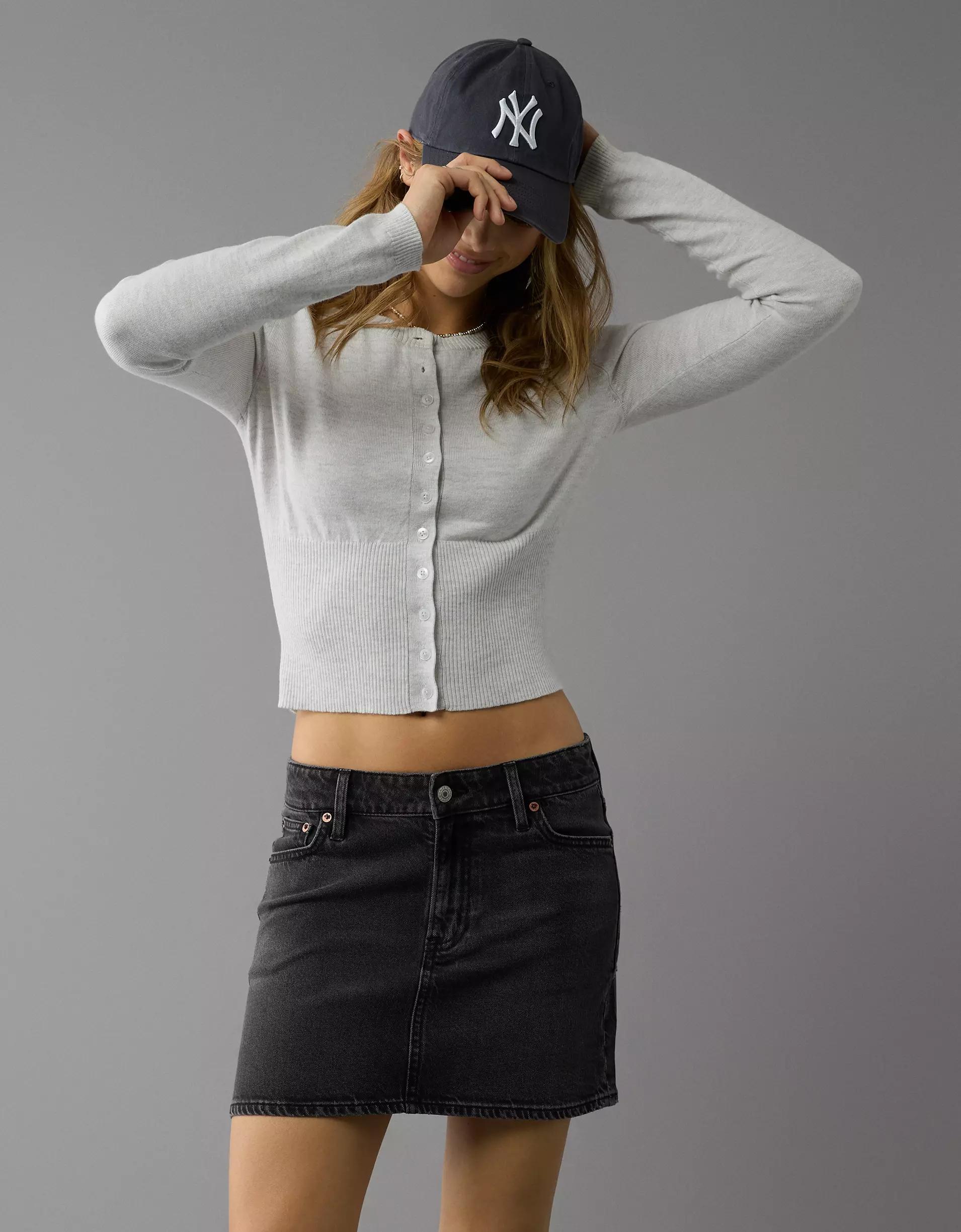 AE Stretch High-Waisted Perfect Denim Mini Skirt Product Image