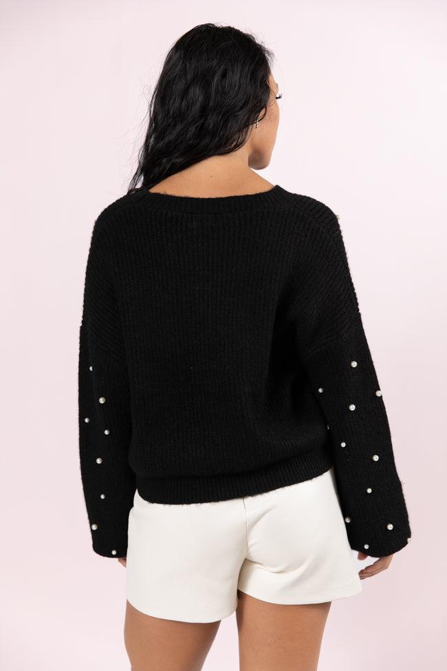 Beautiful Memories Black Pearl Embellished Cardigan FINAL SALE Product Image