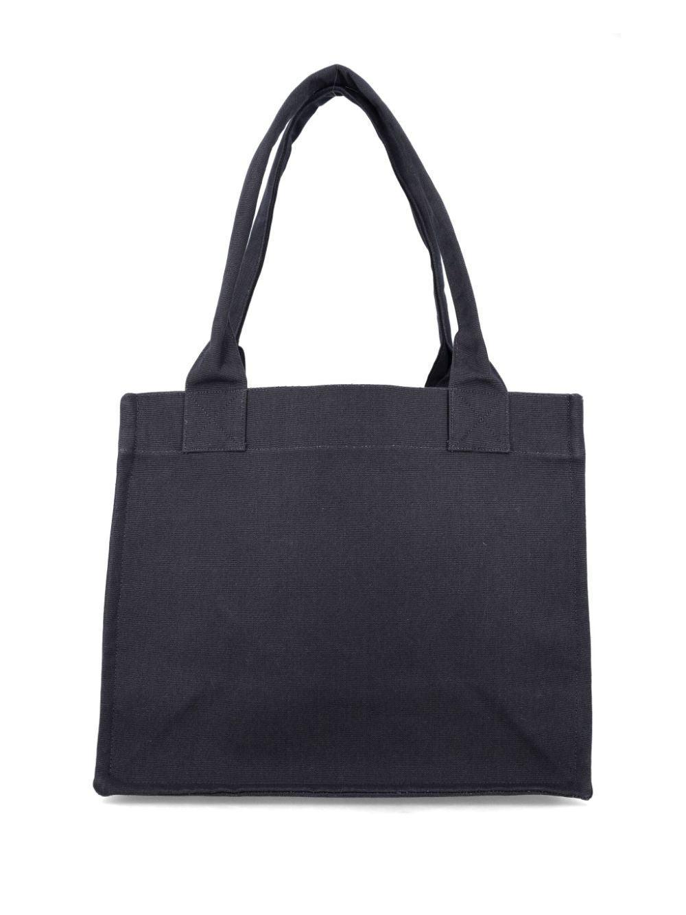GANNI Black Shopper With Embroidered Logo On The Front In Denim Woman In Multicolor Product Image