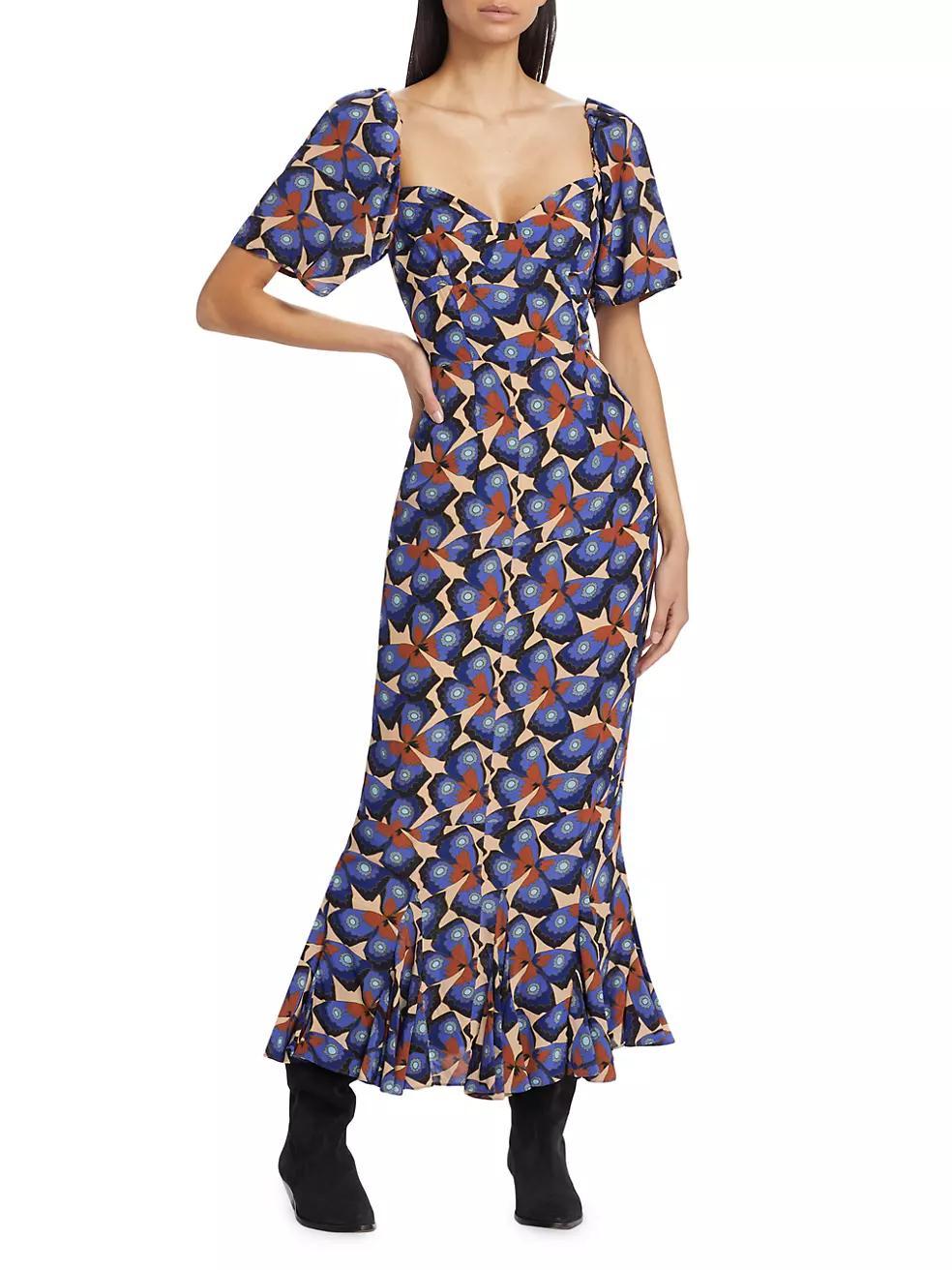 Ramona Butterfly-Print Midi-Dress Product Image