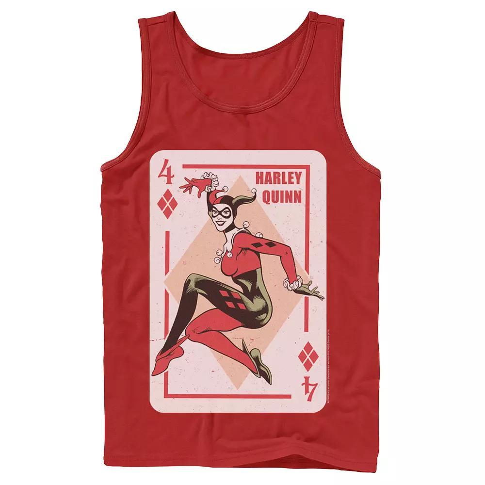 Men's DC Comics Harley Quinn Playing Card Tank Top,  Product Image