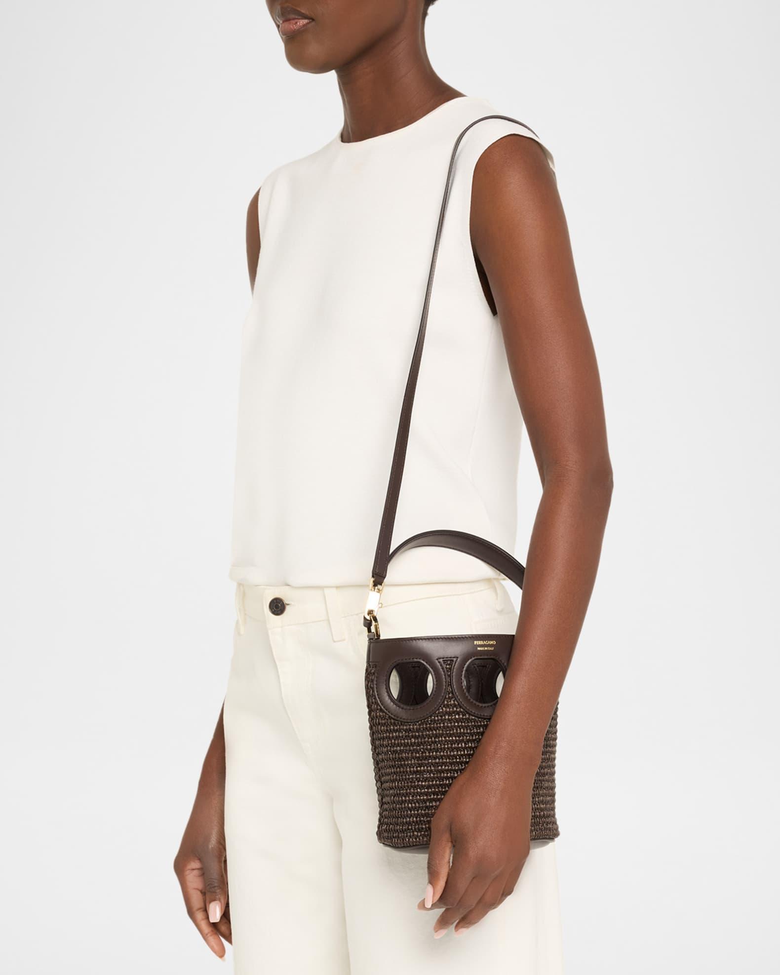 Cutout Raffia Bucket Bag Product Image