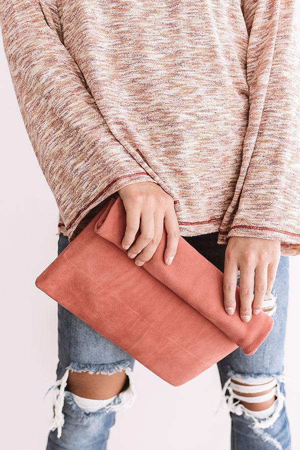 Brooklyn Happy Hour Faux Suede Clutch In Pink Product Image