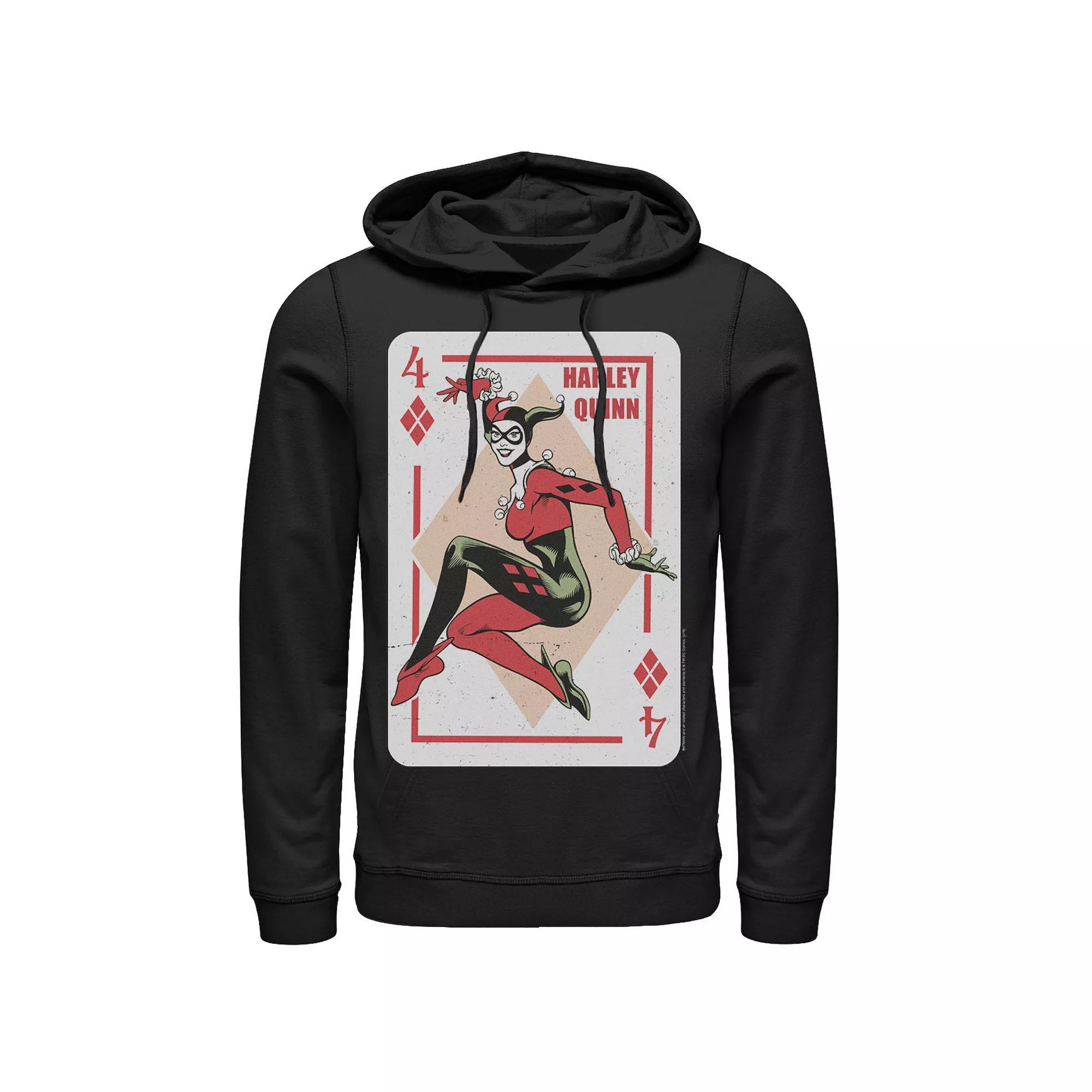 Men's DC Comics Harley Quinn Playing Card Hoodie, Size: Large, Black Product Image