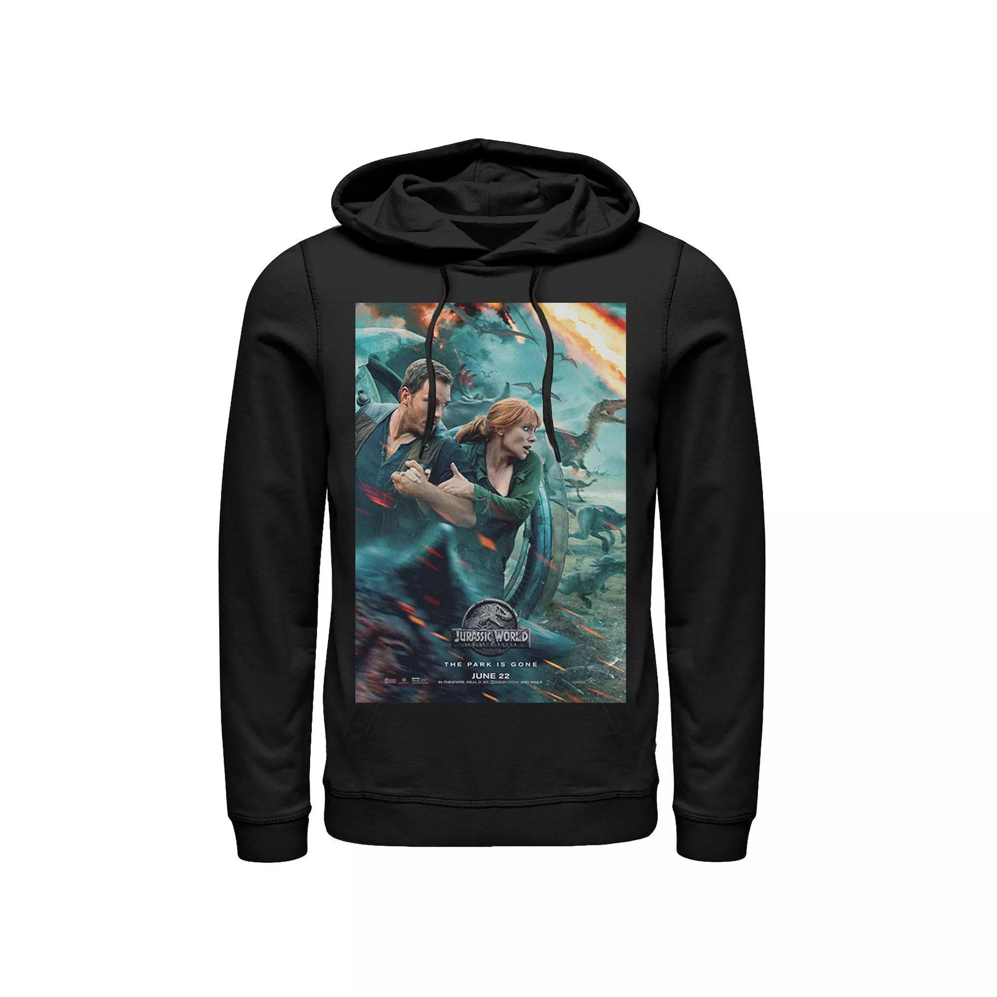 Men's Jurassic World Two Owen Claire Movie Poster Hoodie, Size: XXL, Blue Product Image