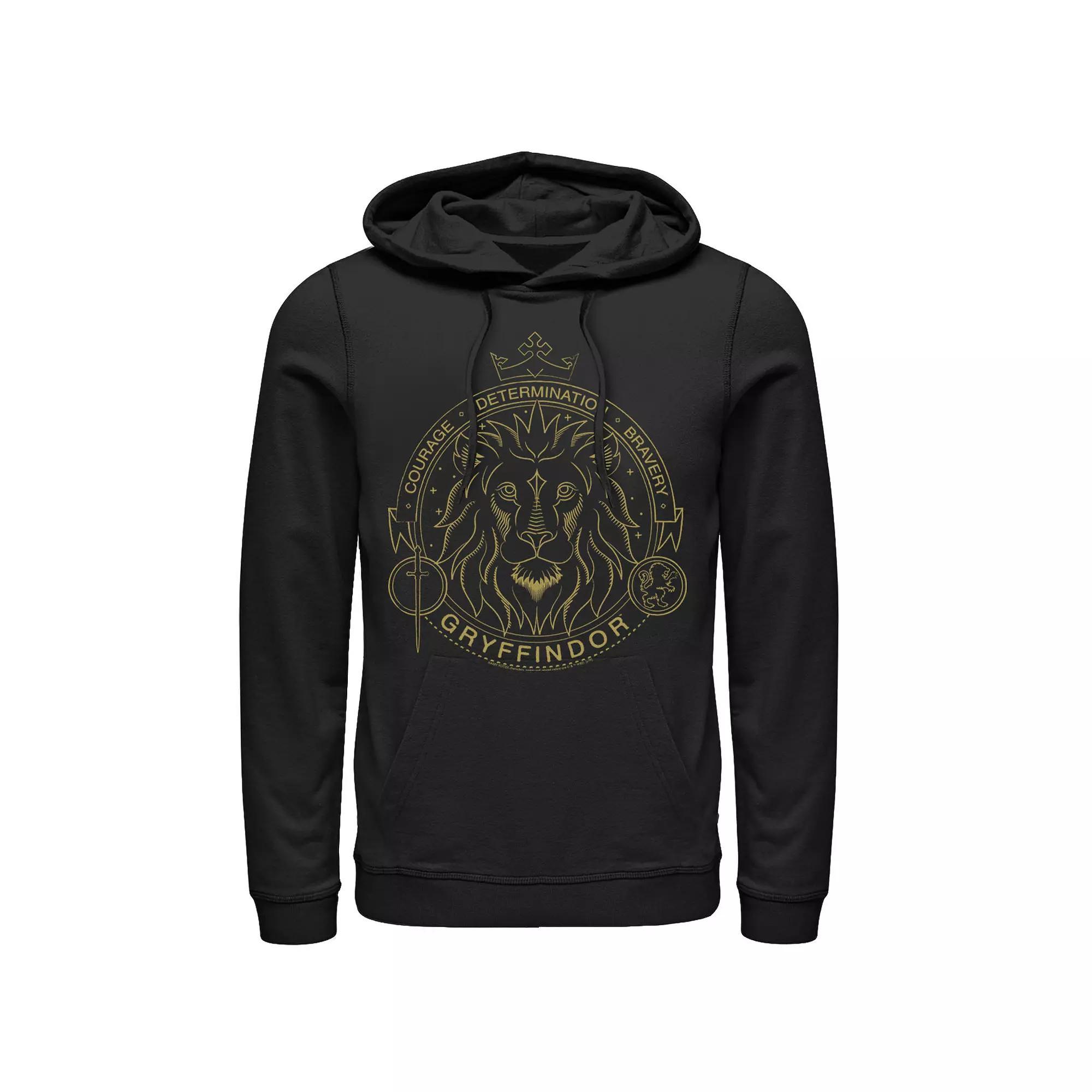 Men's Harry Potter Gryffindor Line Art Symbol Hoodie, Size: Small, Black Product Image