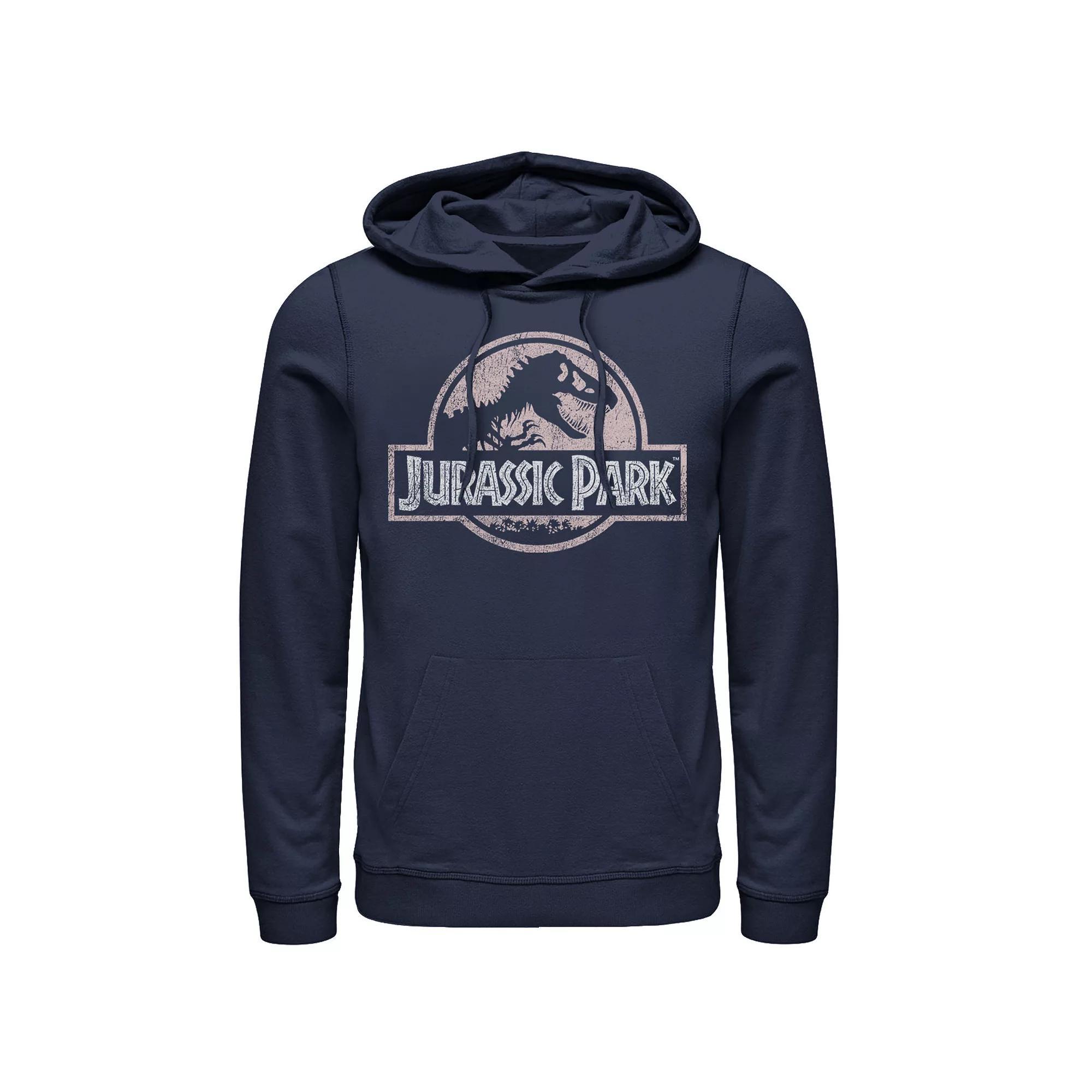 Men's Jurassic Park Distressed Original Park Logo Graphic Pullover Hoodie, Size: XXL, Black Product Image